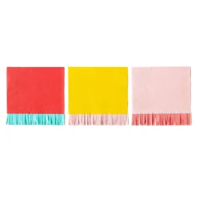 Colorful Fringed Party Paper Napkins | Package 18