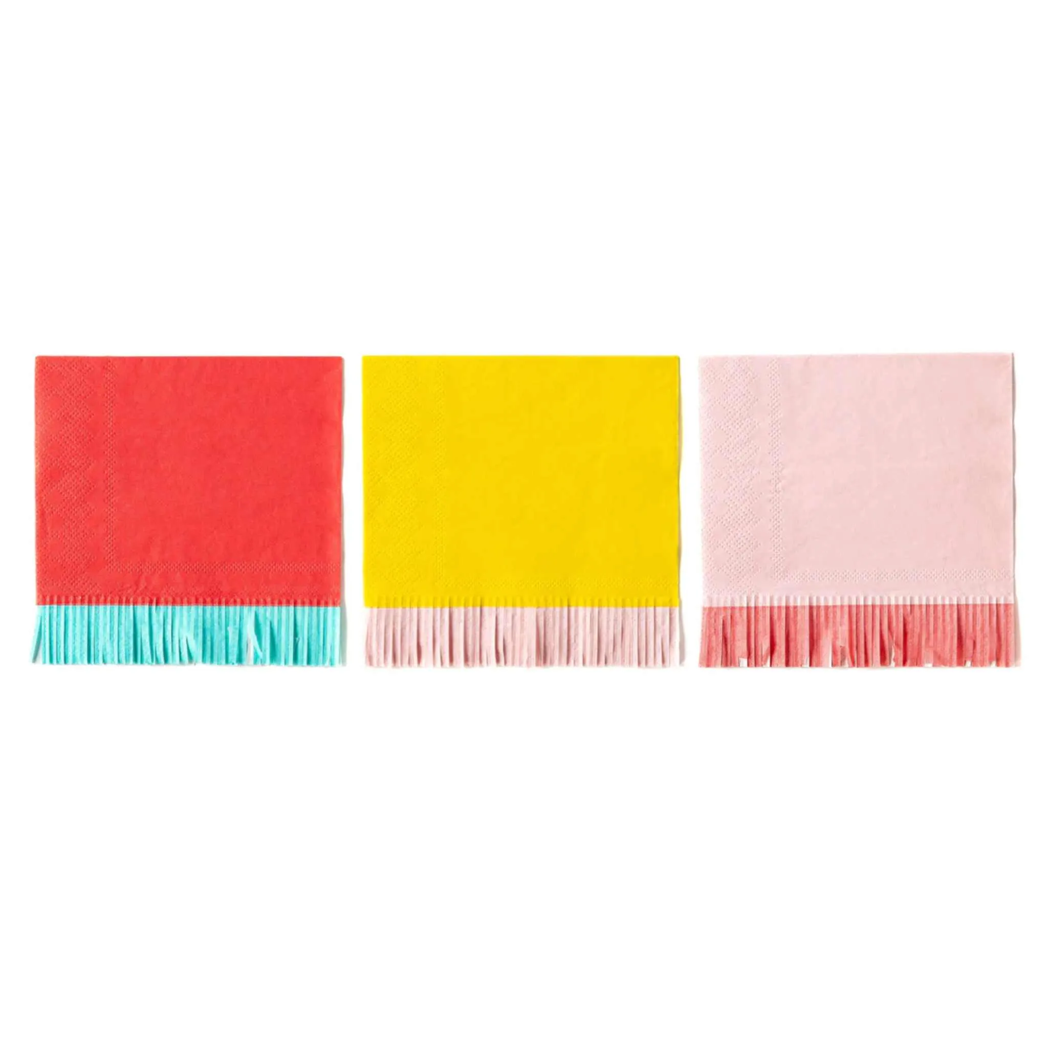 Colorful Fringed Party Paper Napkins | Package 18