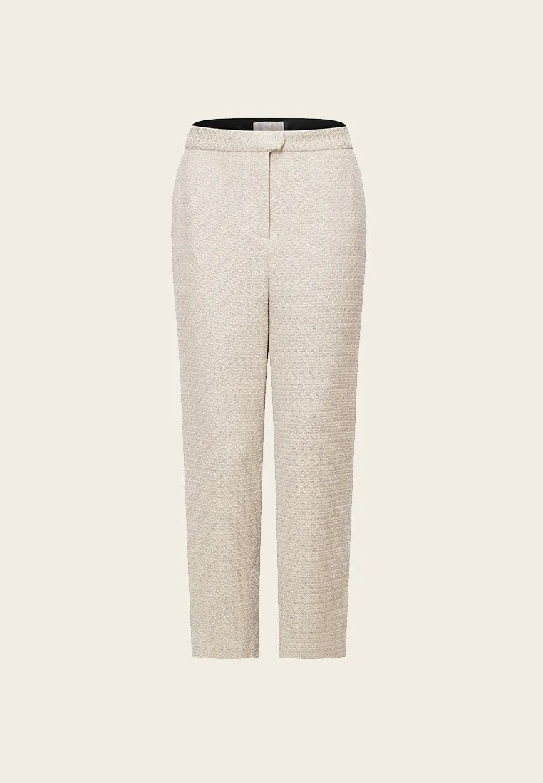 Cream Tweed And Cloth Trousers