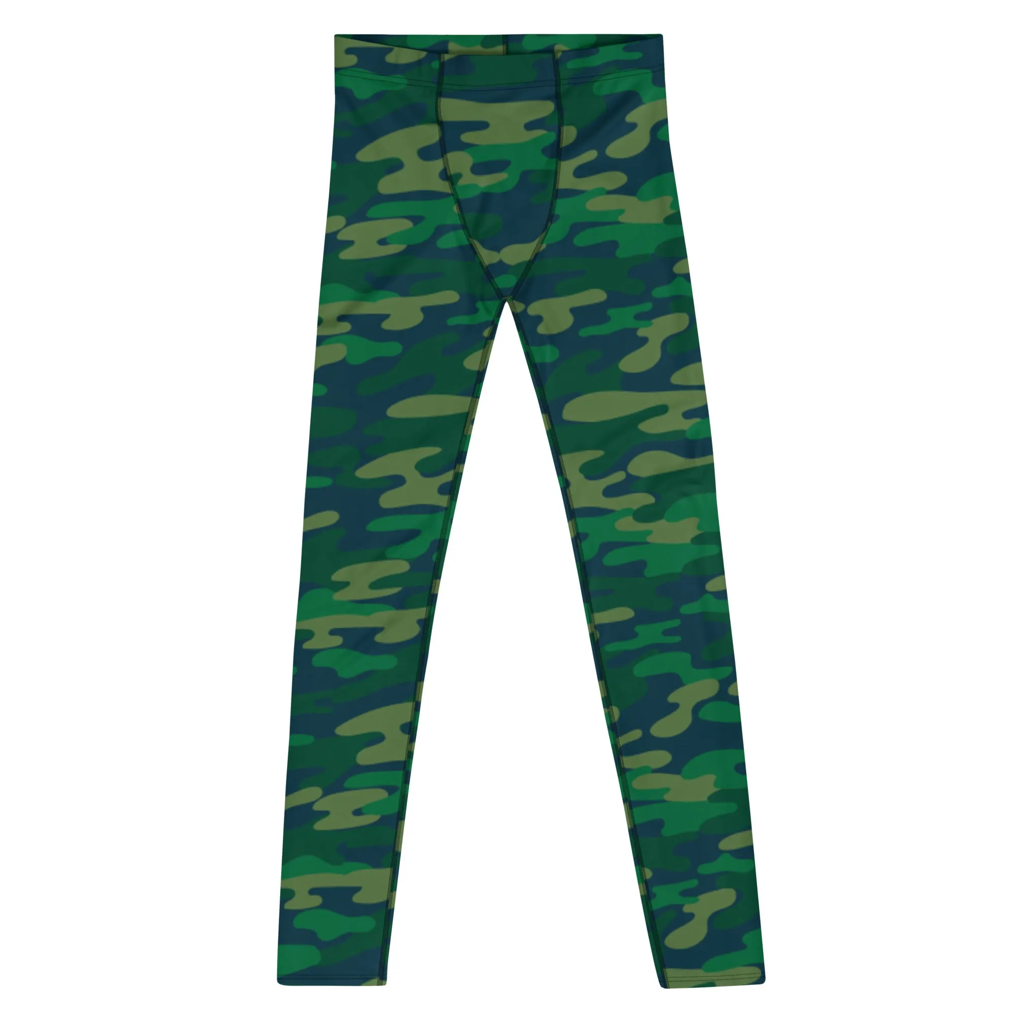 Dark Green Camouflaged Best Meggings, Army Camouflage Premium Quality Meggings Running Tights-Made in USA/EU/MX