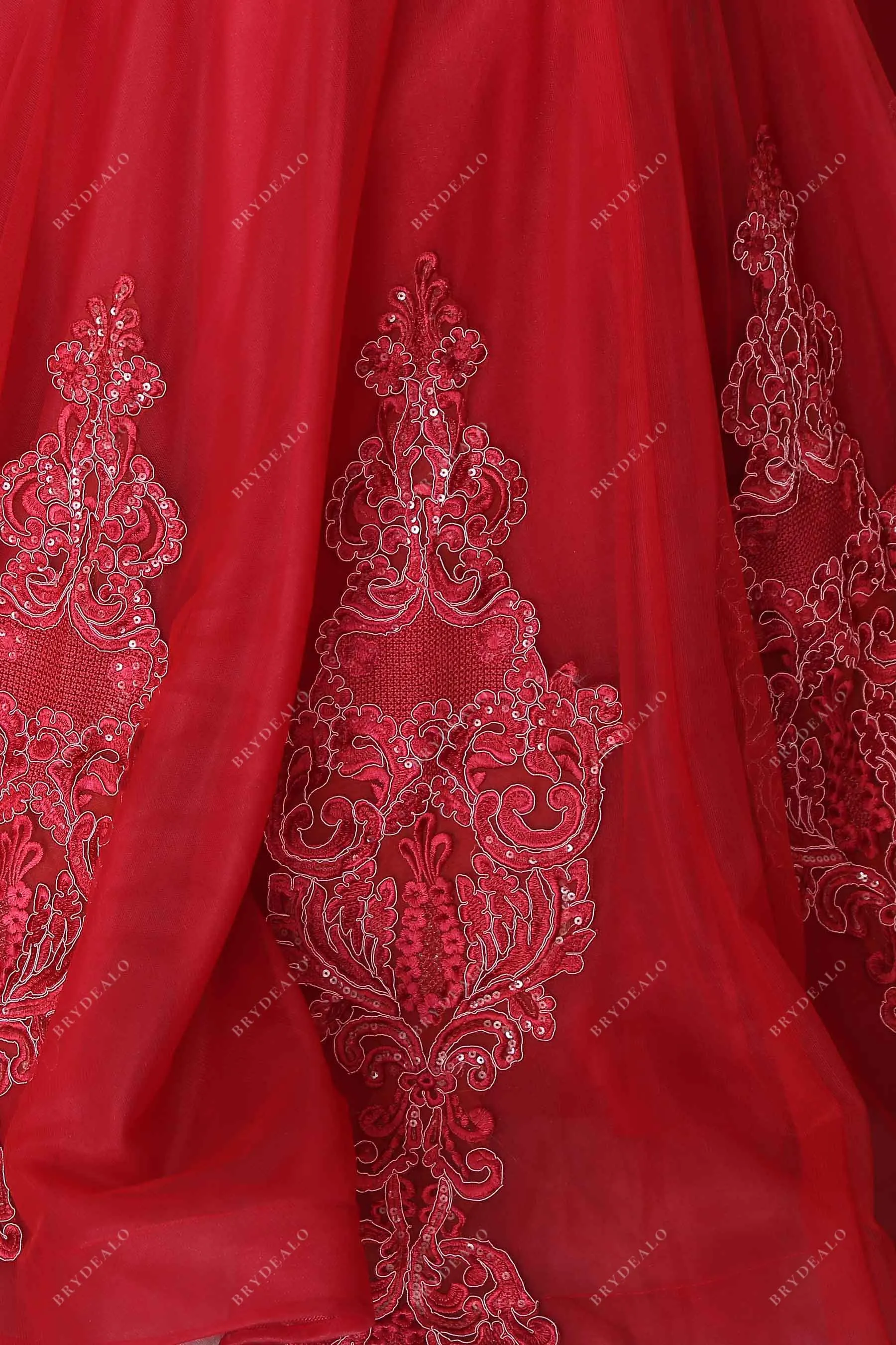 Dark Red Lace Off-the-shoulder Trumpet Prom Dress