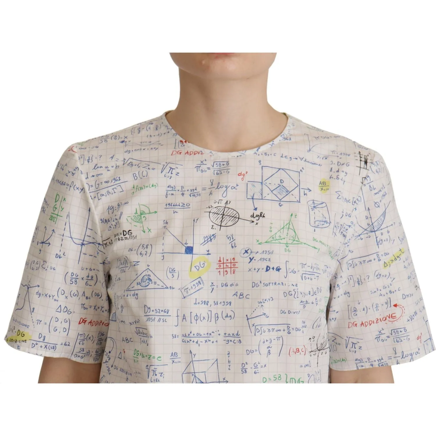 Dolce & Gabbana Algebra Print Round Neck Cotton Tee