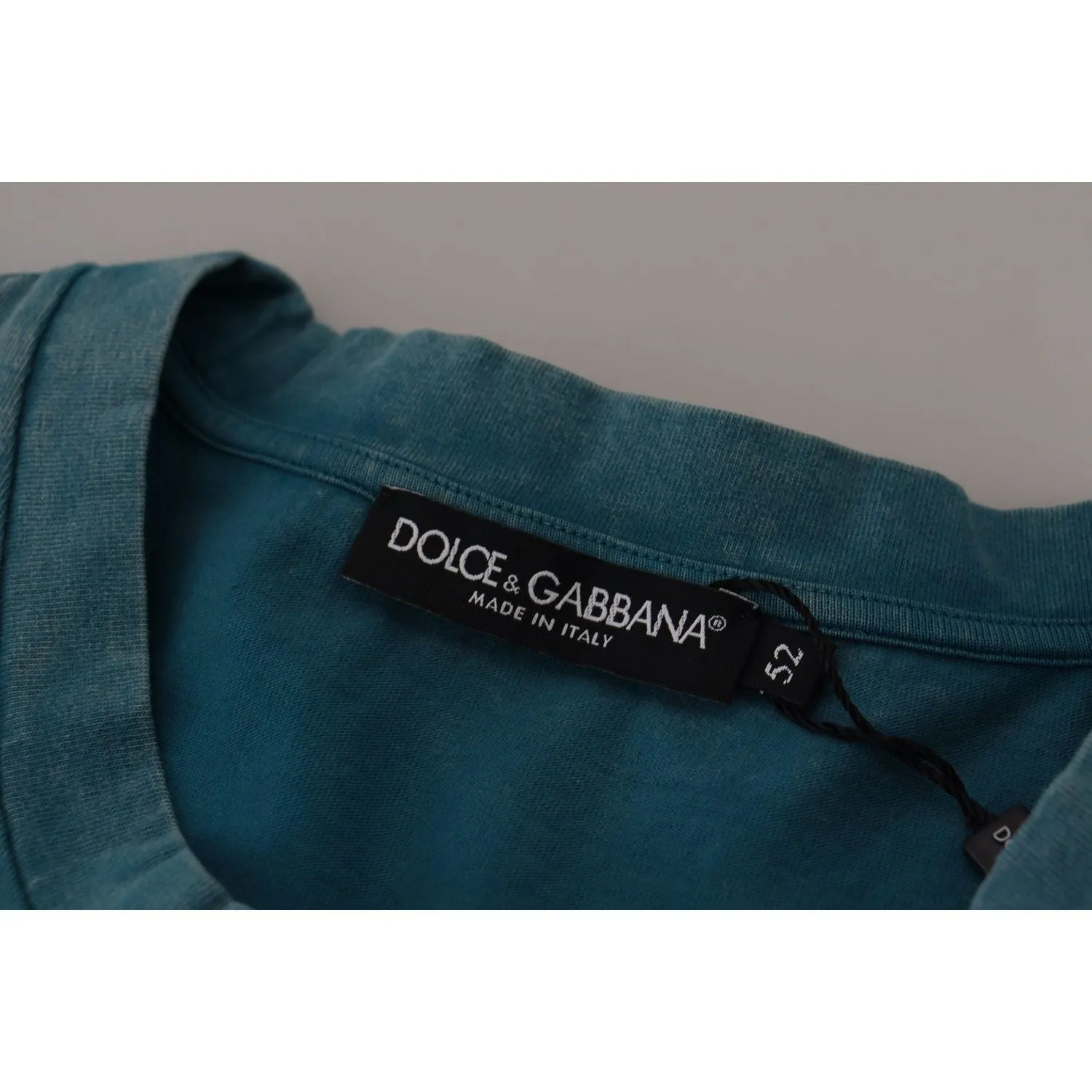 Dolce & Gabbana Elegant Crew Neck Cotton Tee in Blue