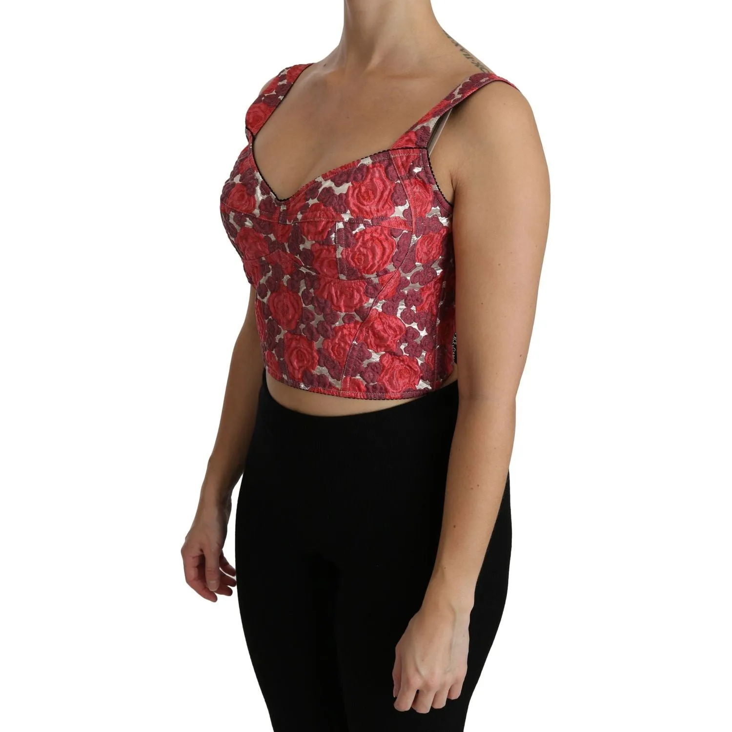 Dolce & Gabbana Elegant Floral Brocade Cropped Top