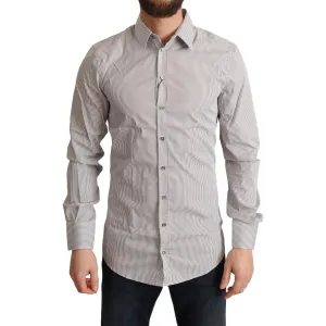 Dolce & Gabbana Elegant Gray Striped Slim Fit Dress Shirt