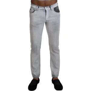 Dolce & Gabbana Elegant Gray Washed Cotton Blend Pants