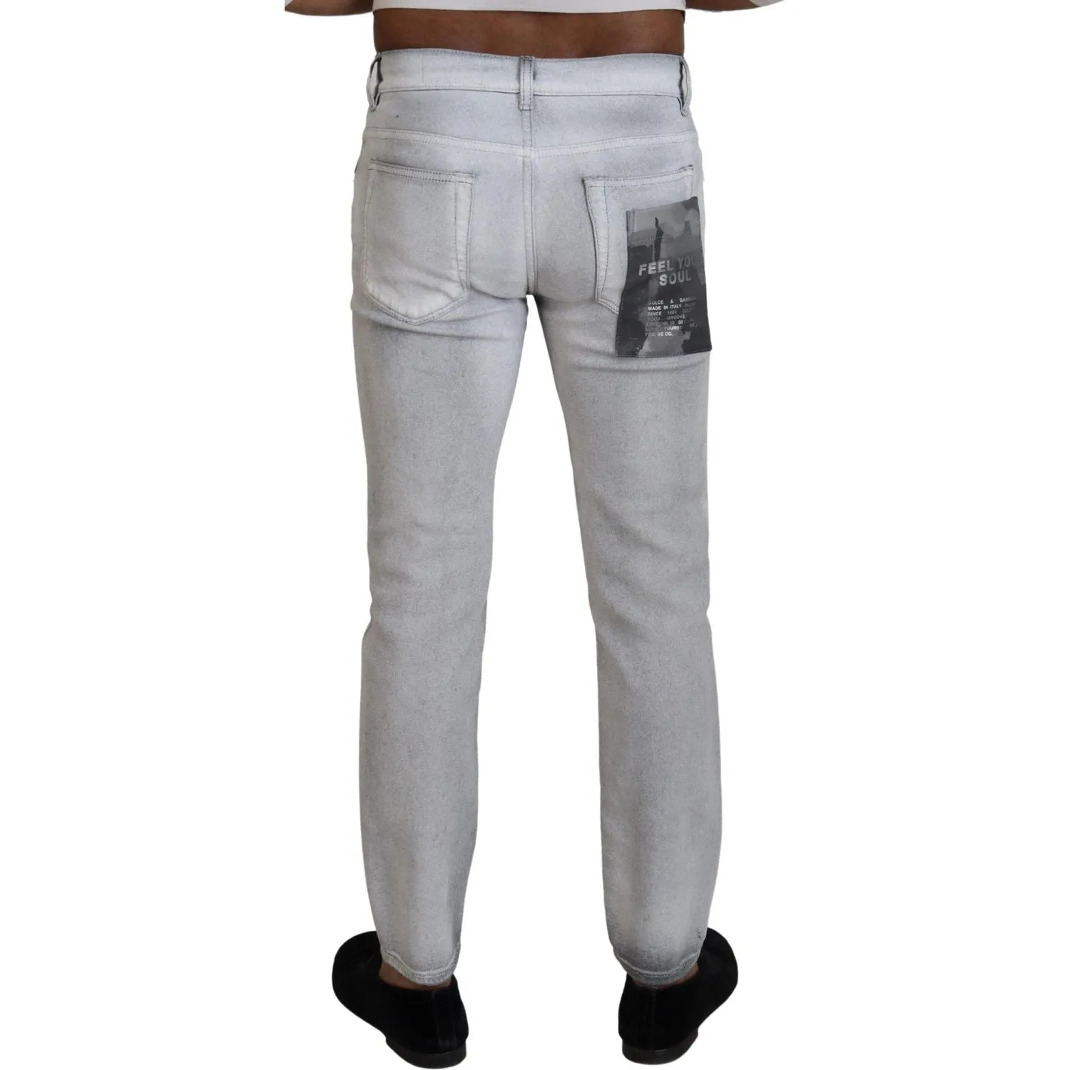 Dolce & Gabbana Elegant Gray Washed Cotton Blend Pants