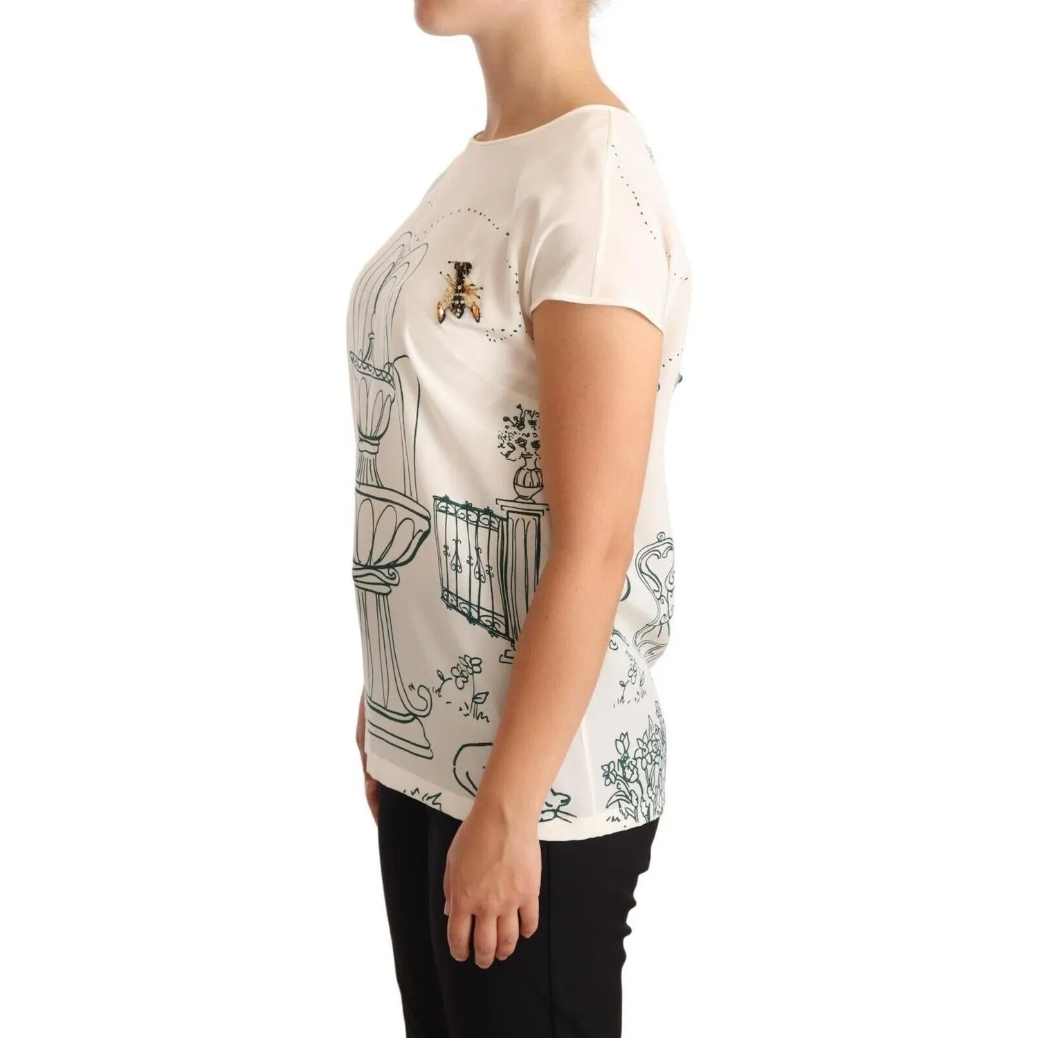 Dolce & Gabbana Elegant Silk Botanical Garden Fountain Tee