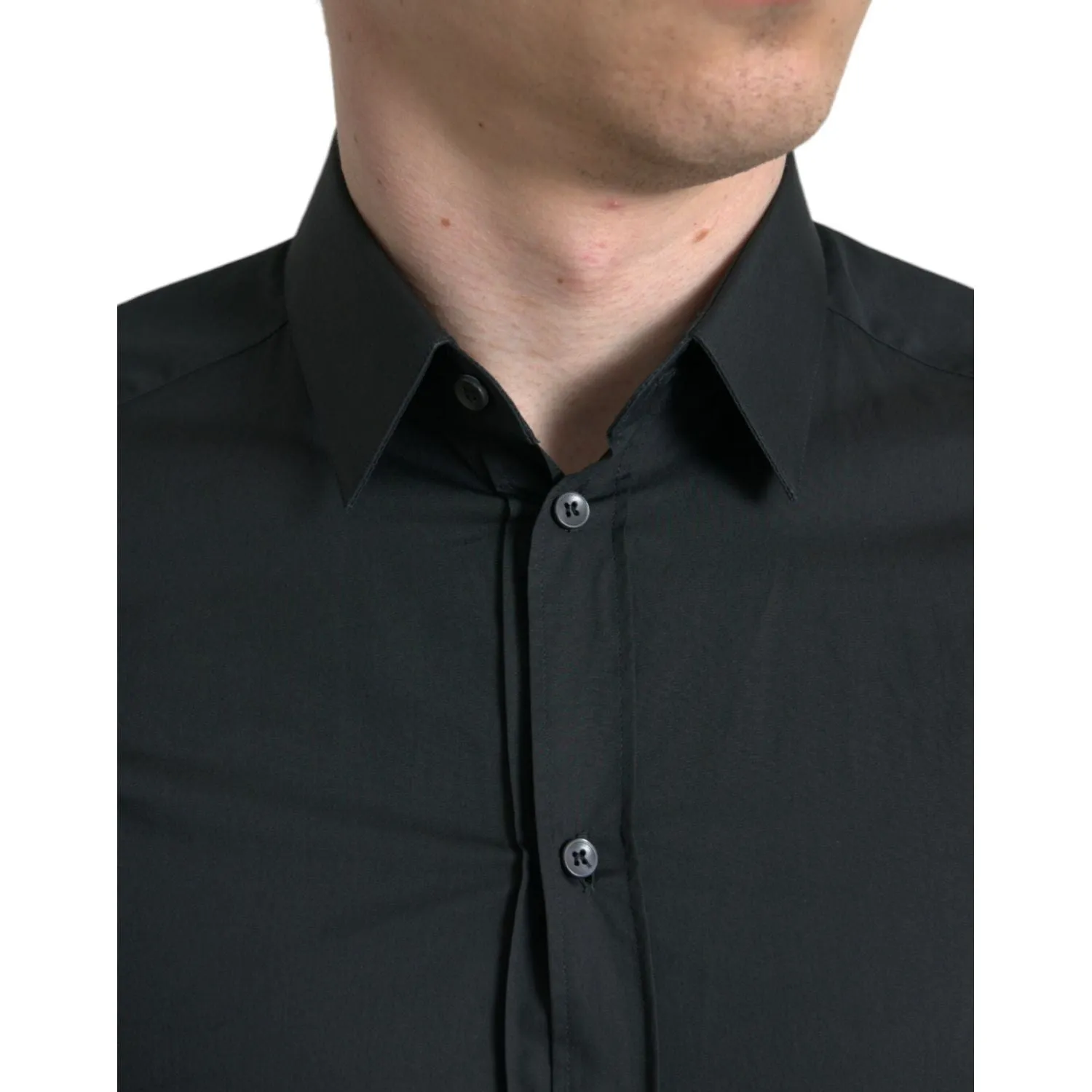 Dolce & Gabbana Elegant Slim Black Silk Blend Dress Shirt