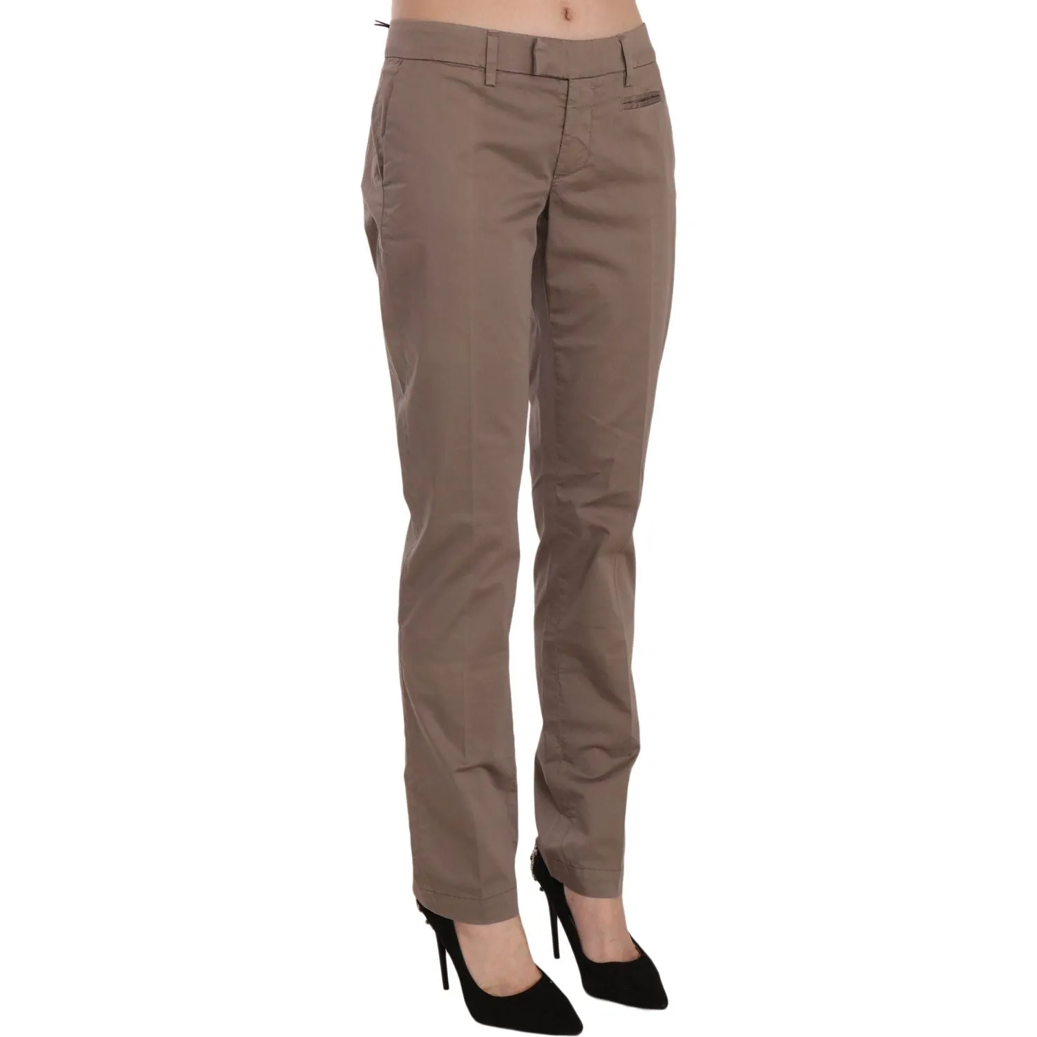 Dondup Chic Brown Straight Cut Trousers