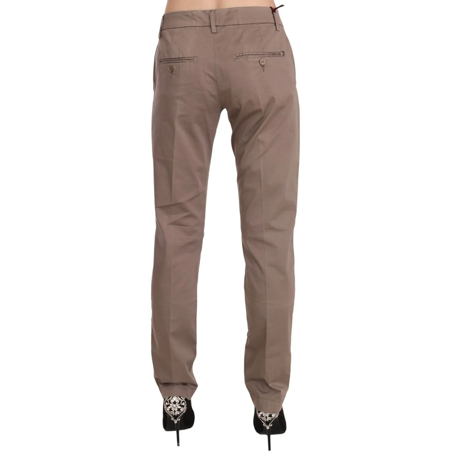 Dondup Chic Brown Straight Cut Trousers