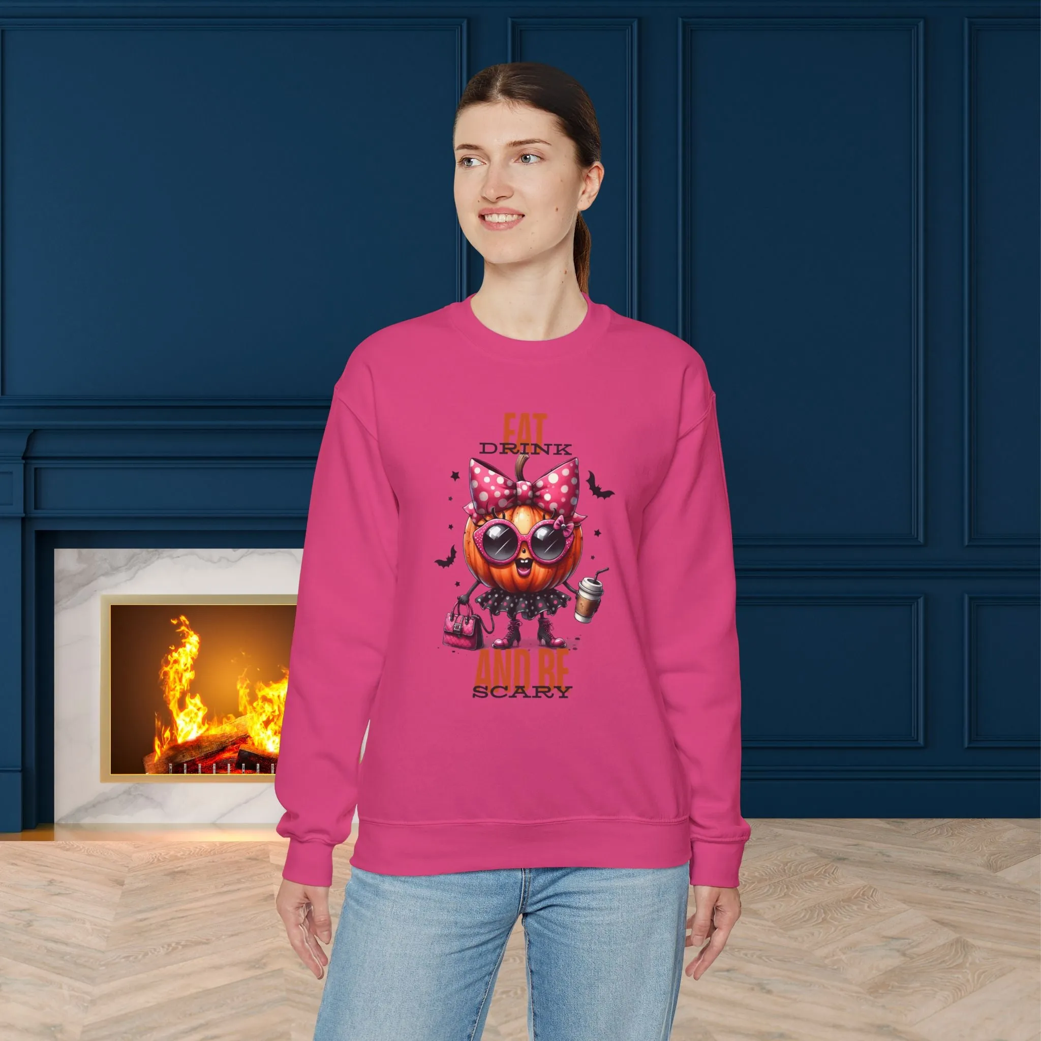 Eat Drink And Be Scary Halloween Sweatshirt, Happy Halloween Sweatshirt - Unisex Heavy Blend Crewneck, Halloween Sweatshirt, Cute Spooky Ghost sweatshirt.