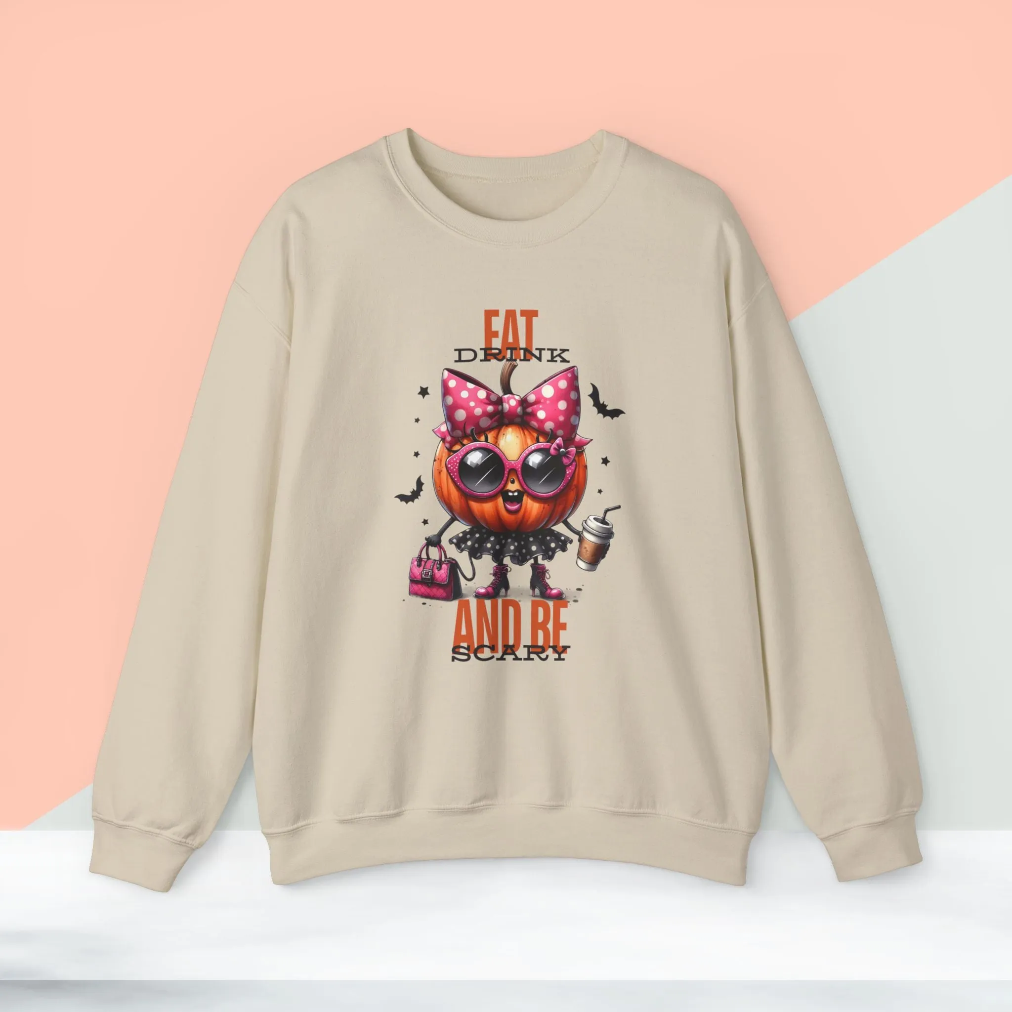 Eat Drink And Be Scary Halloween Sweatshirt, Happy Halloween Sweatshirt - Unisex Heavy Blend Crewneck, Halloween Sweatshirt, Cute Spooky Ghost sweatshirt.