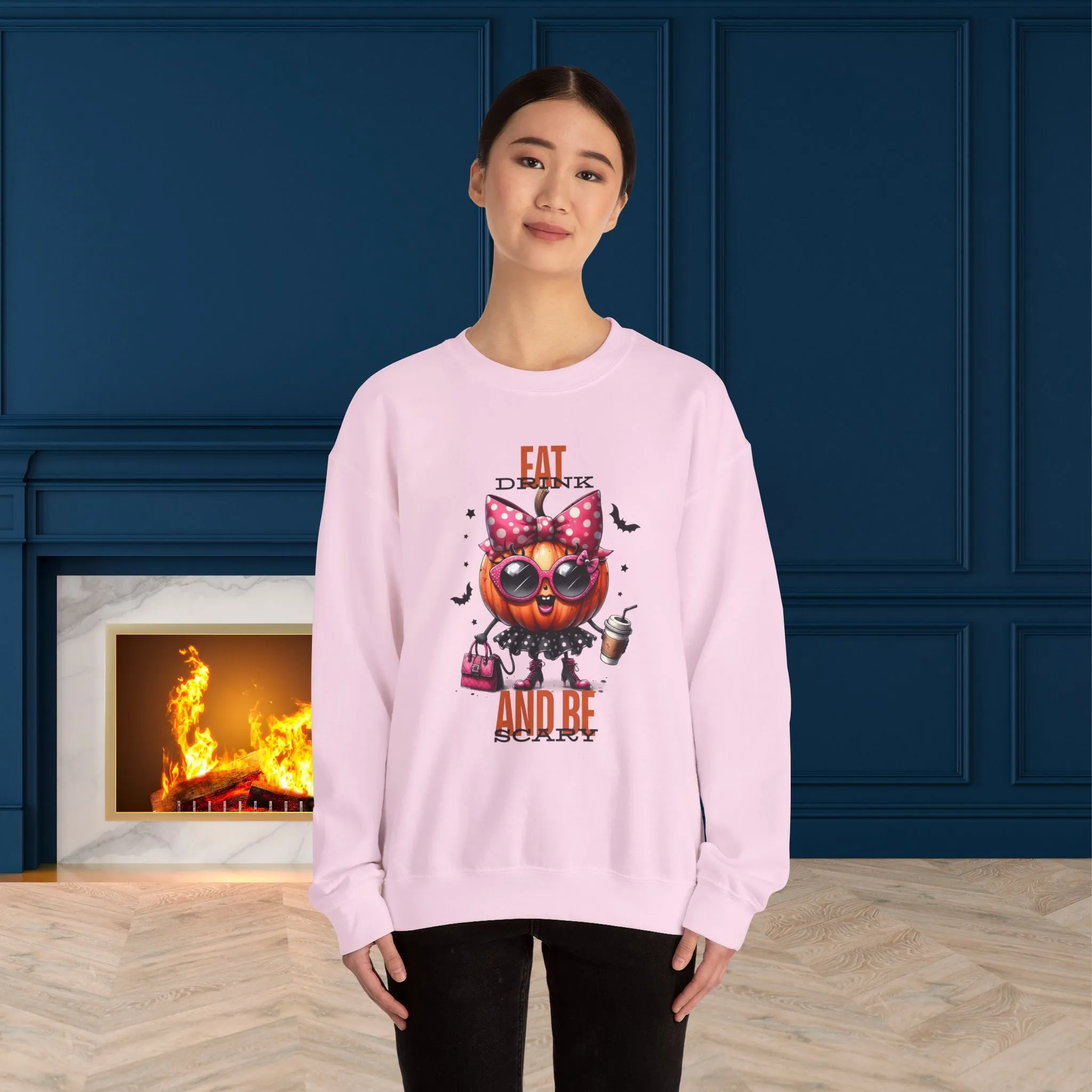 Eat Drink And Be Scary Halloween Sweatshirt, Happy Halloween Sweatshirt - Unisex Heavy Blend Crewneck, Halloween Sweatshirt, Cute Spooky Ghost sweatshirt.