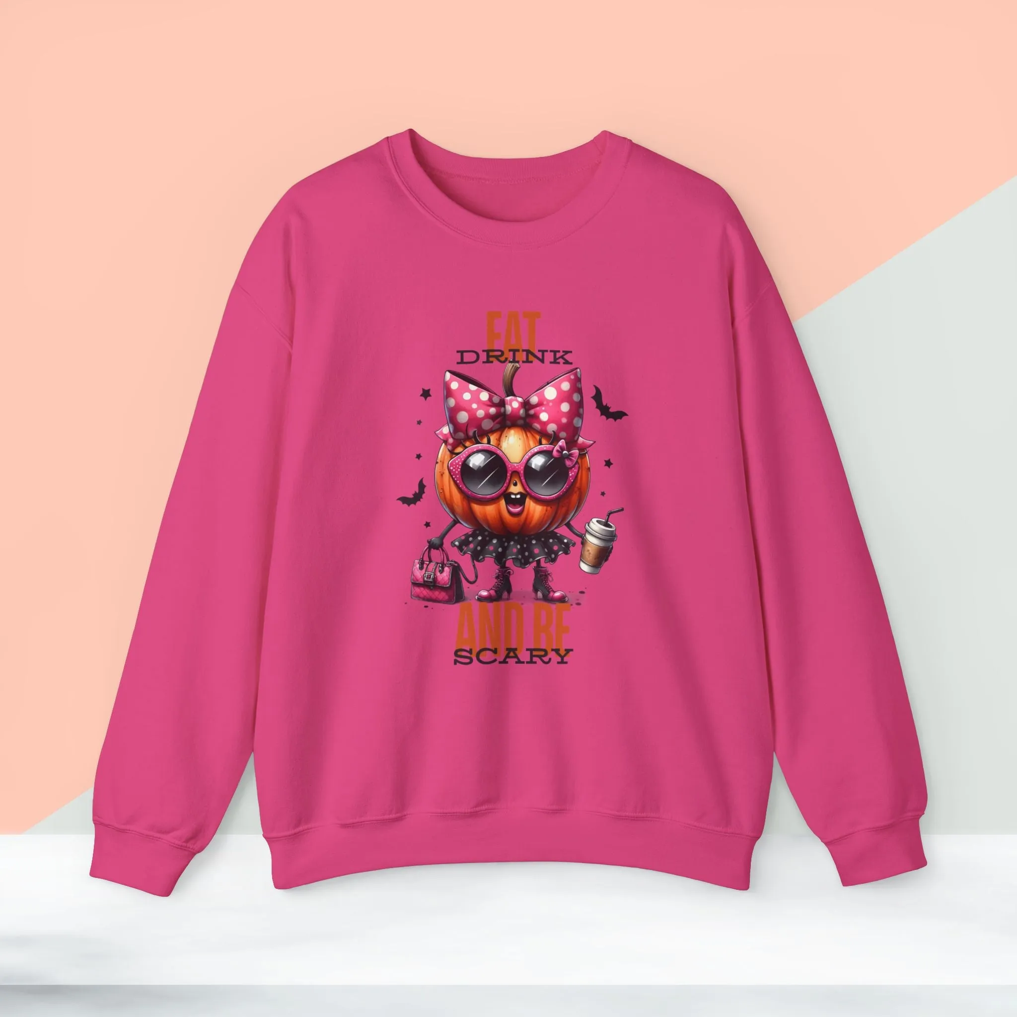 Eat Drink And Be Scary Halloween Sweatshirt, Happy Halloween Sweatshirt - Unisex Heavy Blend Crewneck, Halloween Sweatshirt, Cute Spooky Ghost sweatshirt.