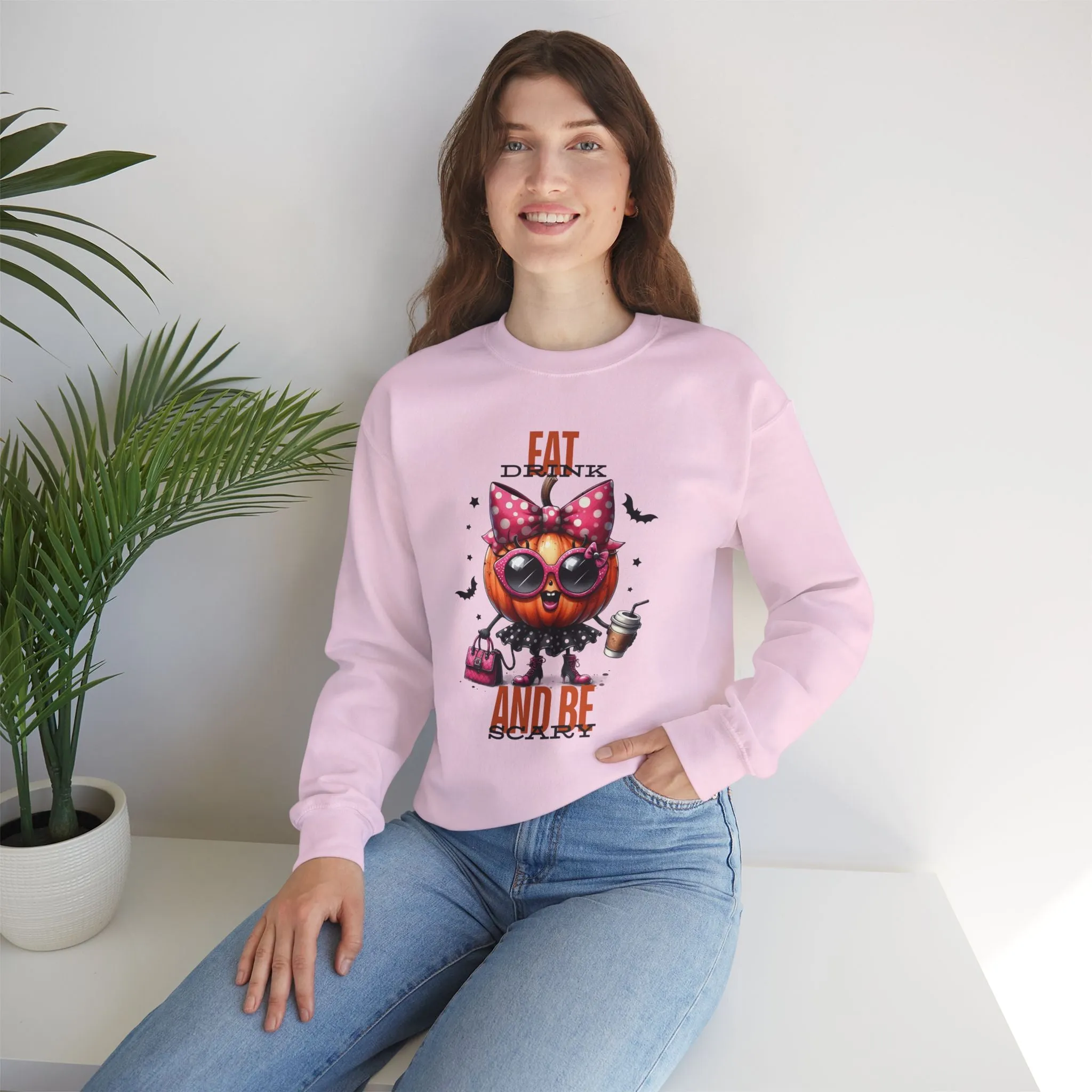 Eat Drink And Be Scary Halloween Sweatshirt, Happy Halloween Sweatshirt - Unisex Heavy Blend Crewneck, Halloween Sweatshirt, Cute Spooky Ghost sweatshirt.