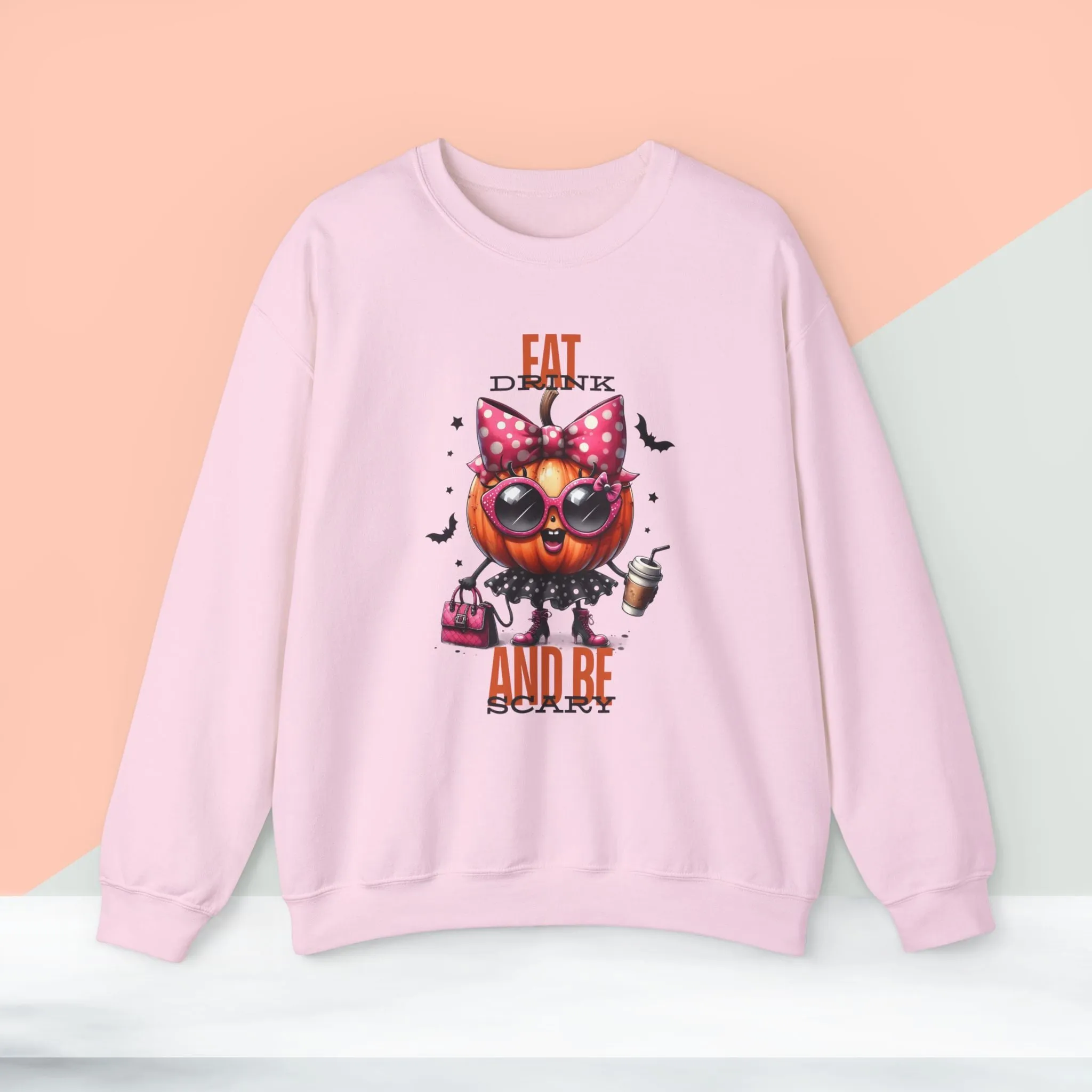 Eat Drink And Be Scary Halloween Sweatshirt, Happy Halloween Sweatshirt - Unisex Heavy Blend Crewneck, Halloween Sweatshirt, Cute Spooky Ghost sweatshirt.