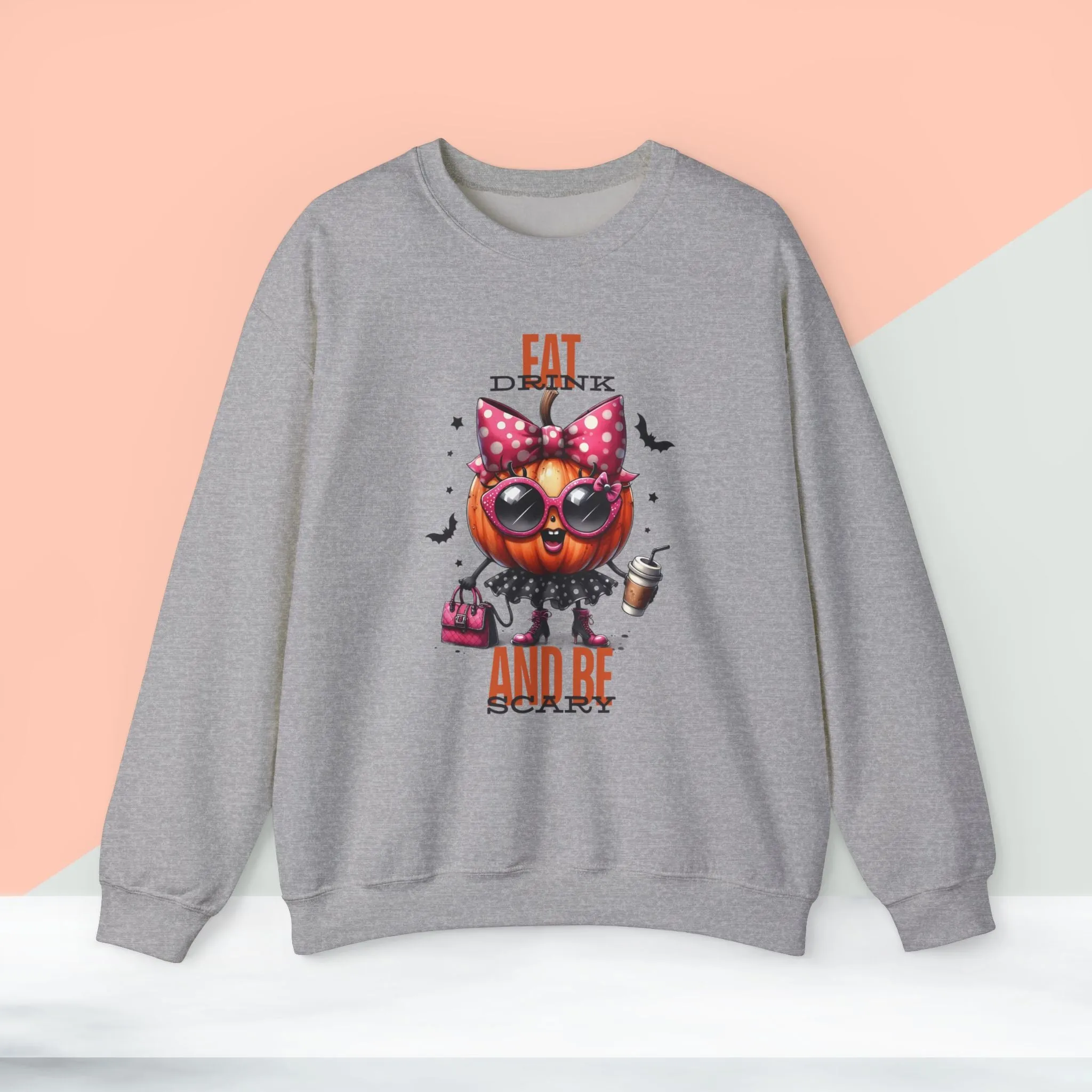 Eat Drink And Be Scary Halloween Sweatshirt, Happy Halloween Sweatshirt - Unisex Heavy Blend Crewneck, Halloween Sweatshirt, Cute Spooky Ghost sweatshirt.