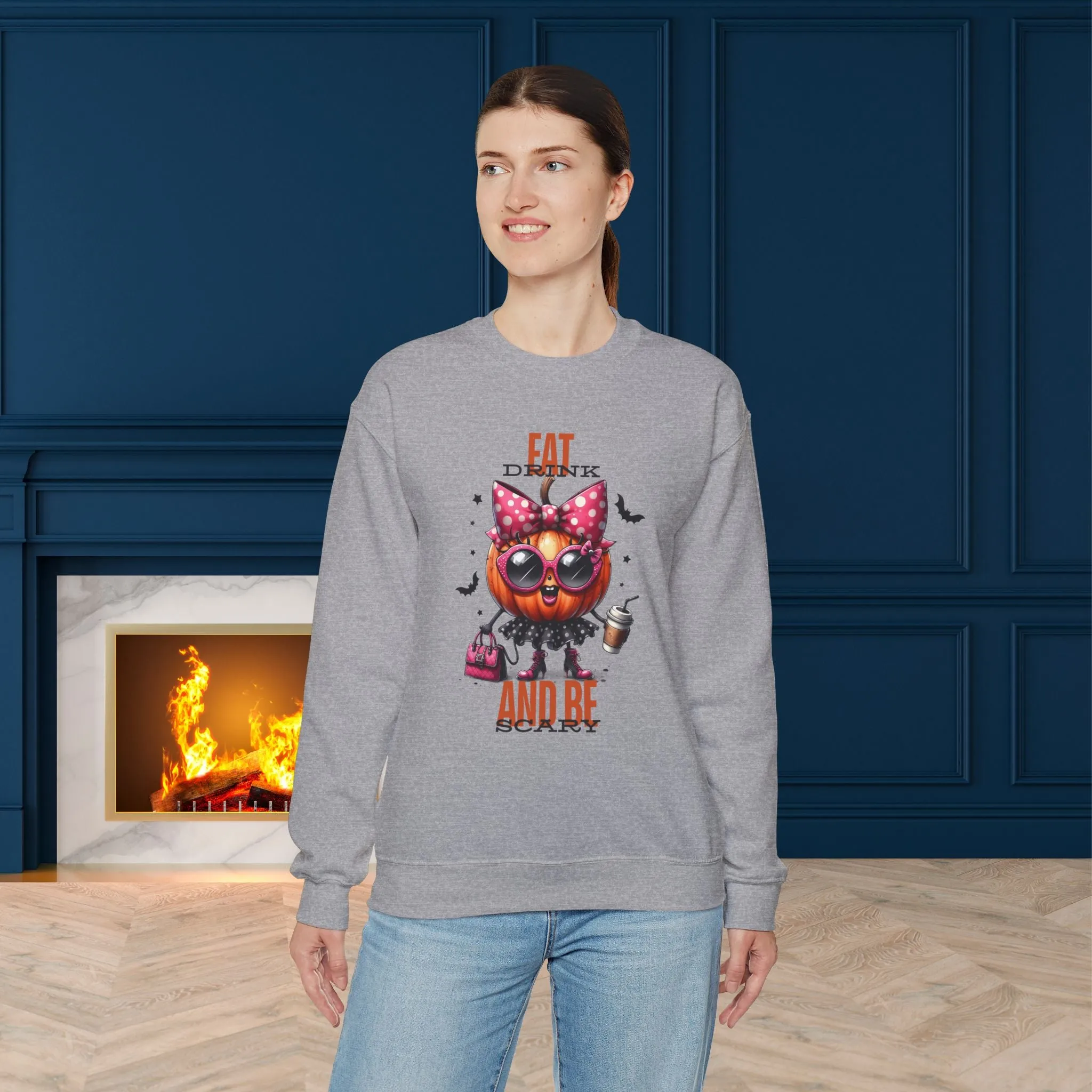 Eat Drink And Be Scary Halloween Sweatshirt, Happy Halloween Sweatshirt - Unisex Heavy Blend Crewneck, Halloween Sweatshirt, Cute Spooky Ghost sweatshirt.