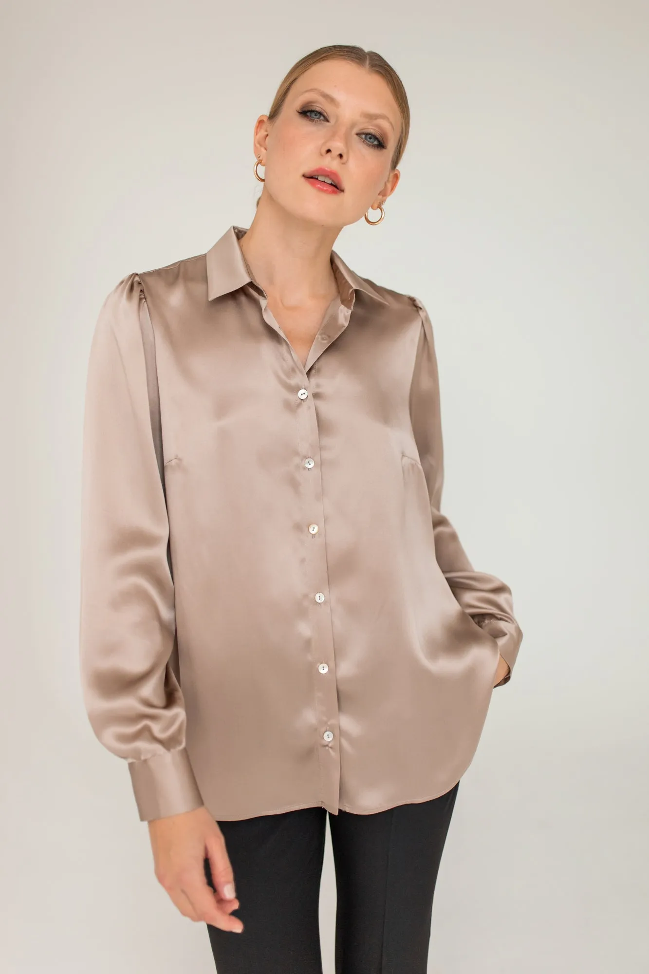 Enteliér Silk Shirt Taupe