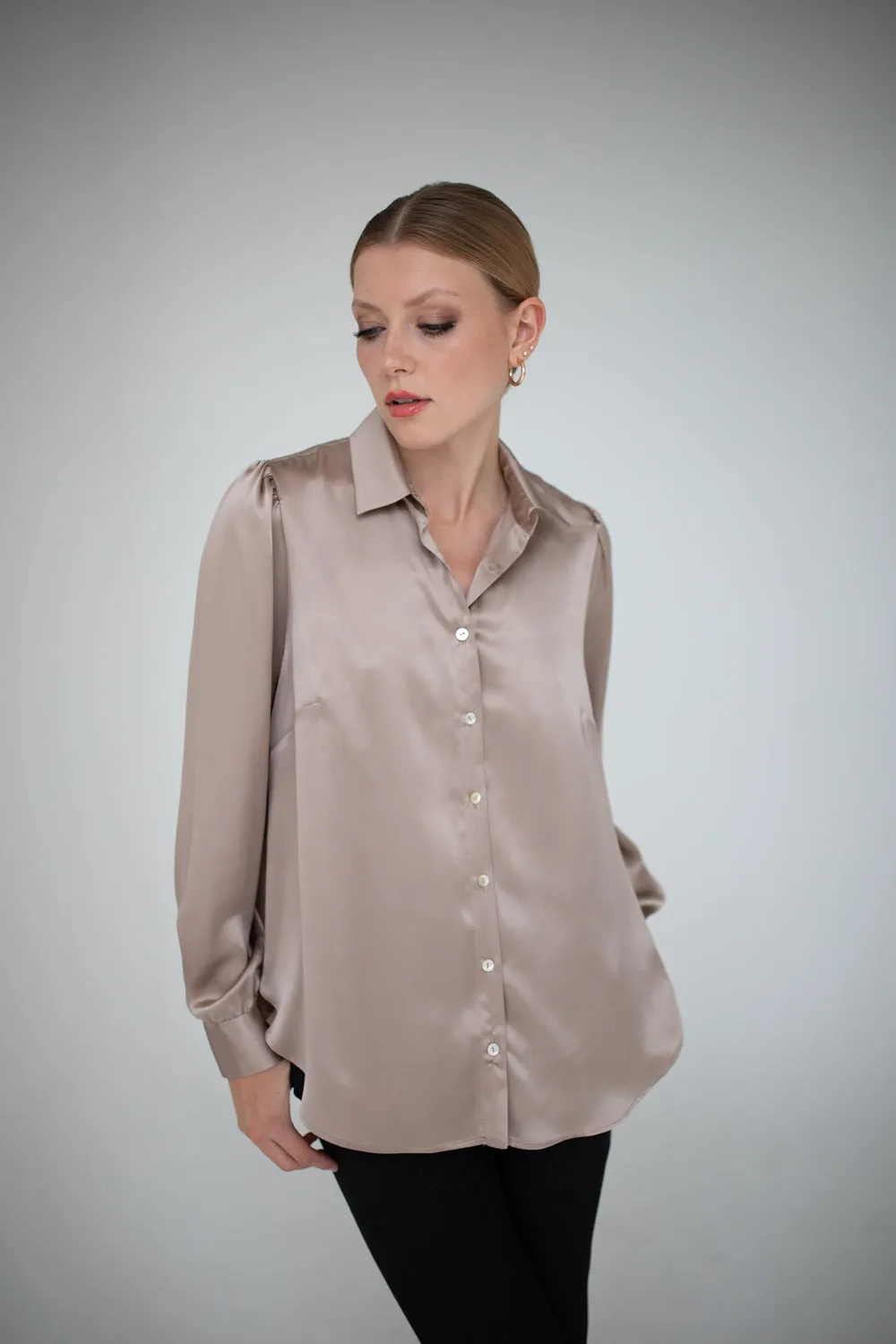 Enteliér Silk Shirt Taupe