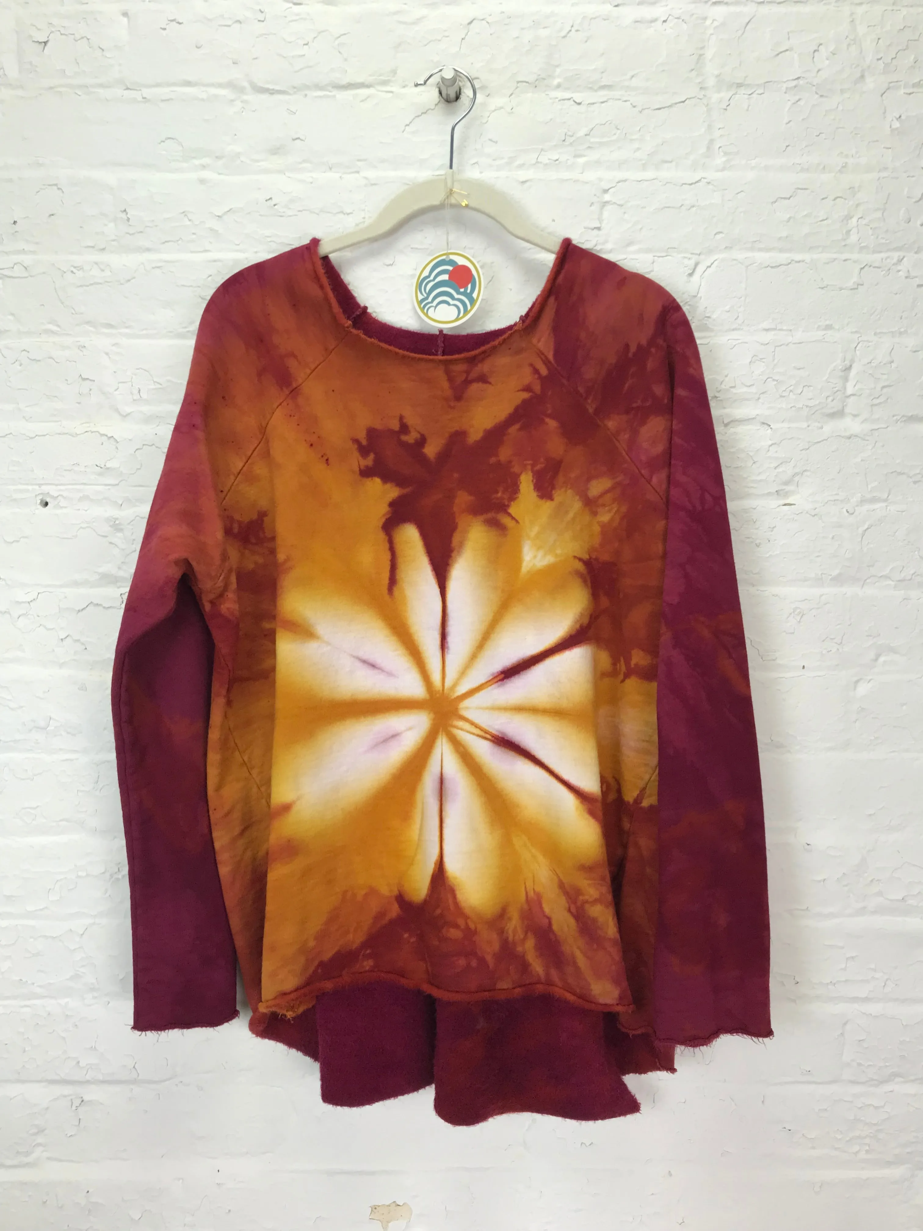 Fleece Raglan Sweatshirt in Gold Copper Chrysanthemum