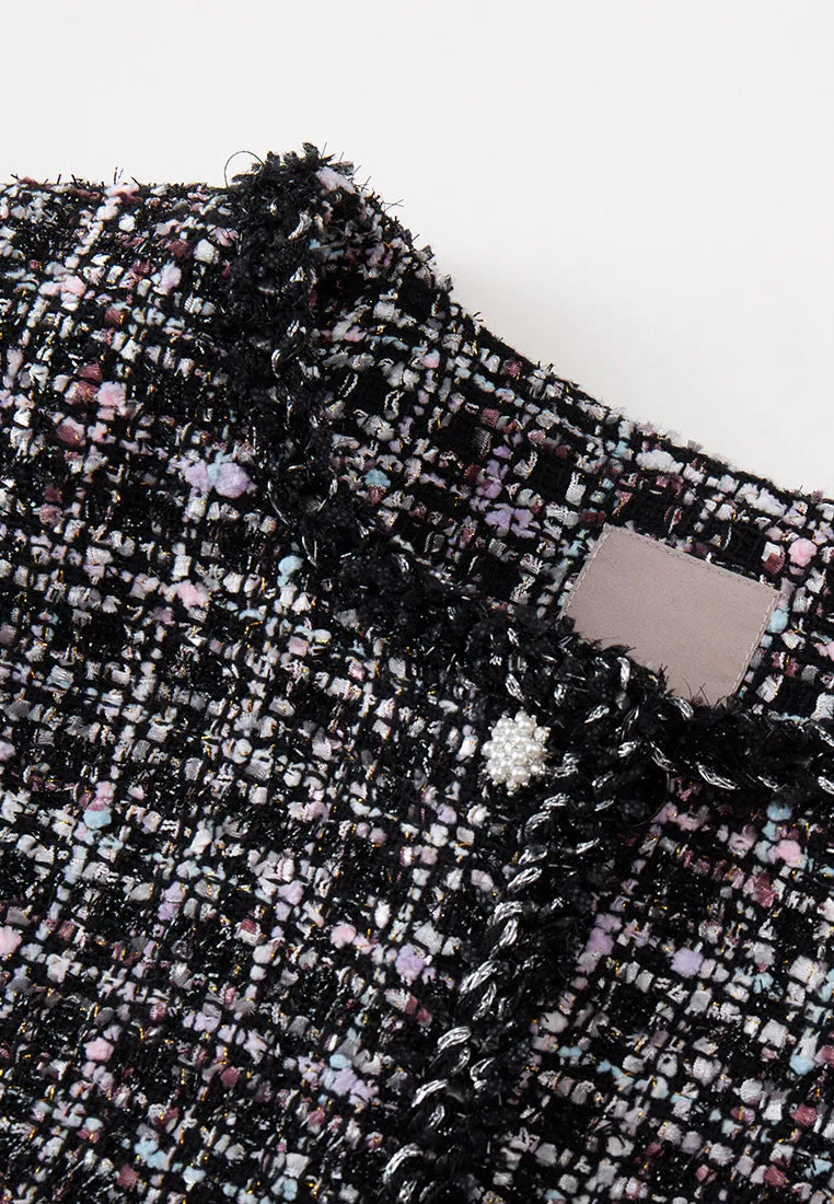 Frayed-detail Contrasting-trim mixed tweed Waistcoat