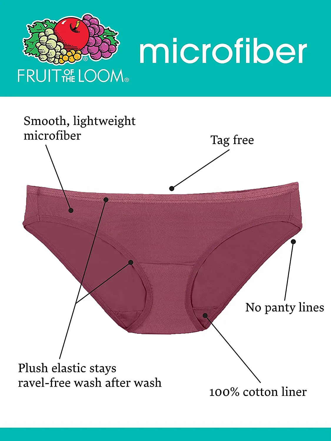 Fruit of the Loom Women's Underwear Microfiber Panties (Regular & Plus Size)