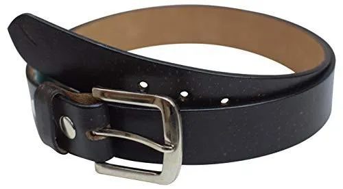 Full Grain Genuine Leather Black Casual Dress Belt with Removable Buckle LSL1802