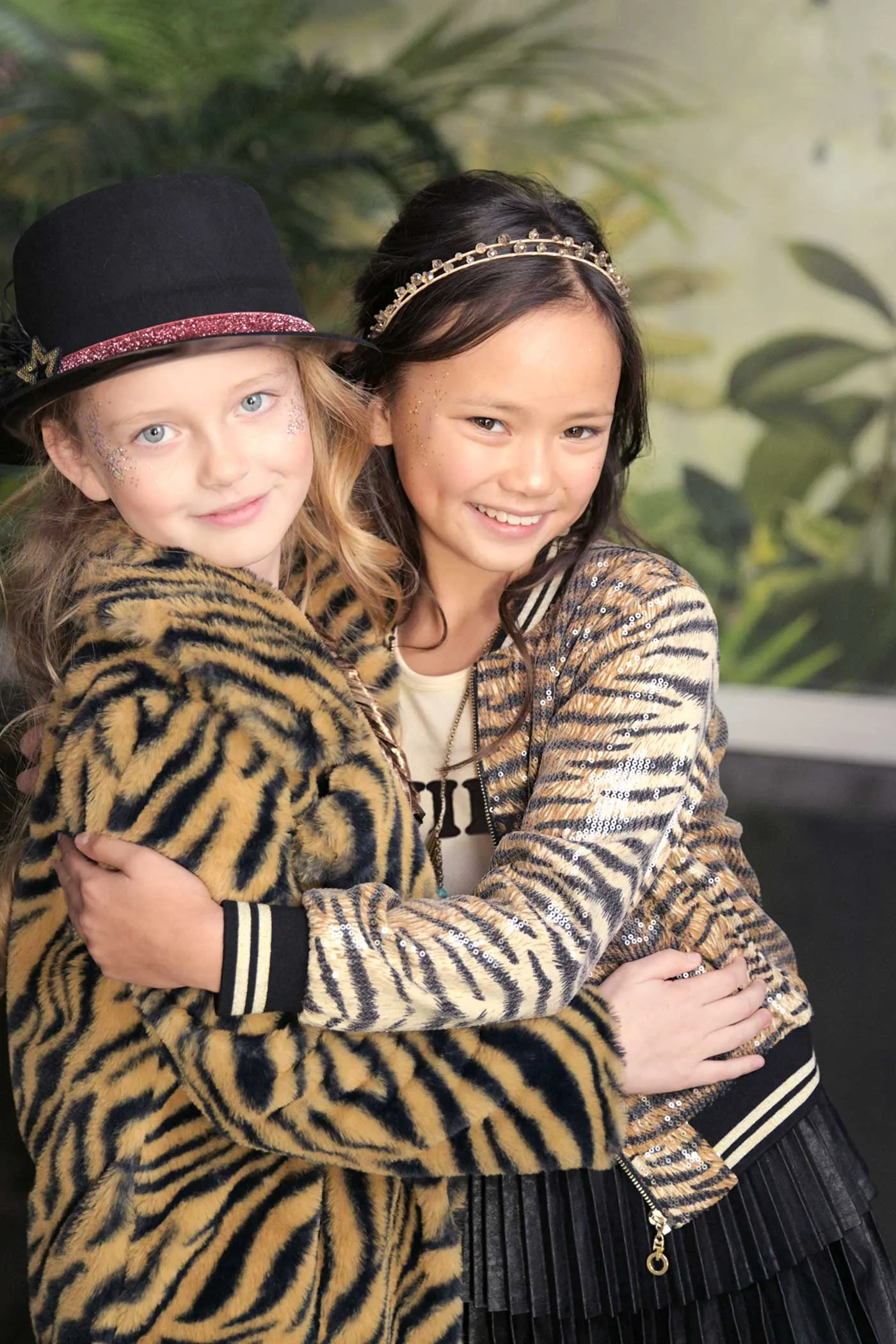 Girls Animal Print Sequin Bomber Jacket