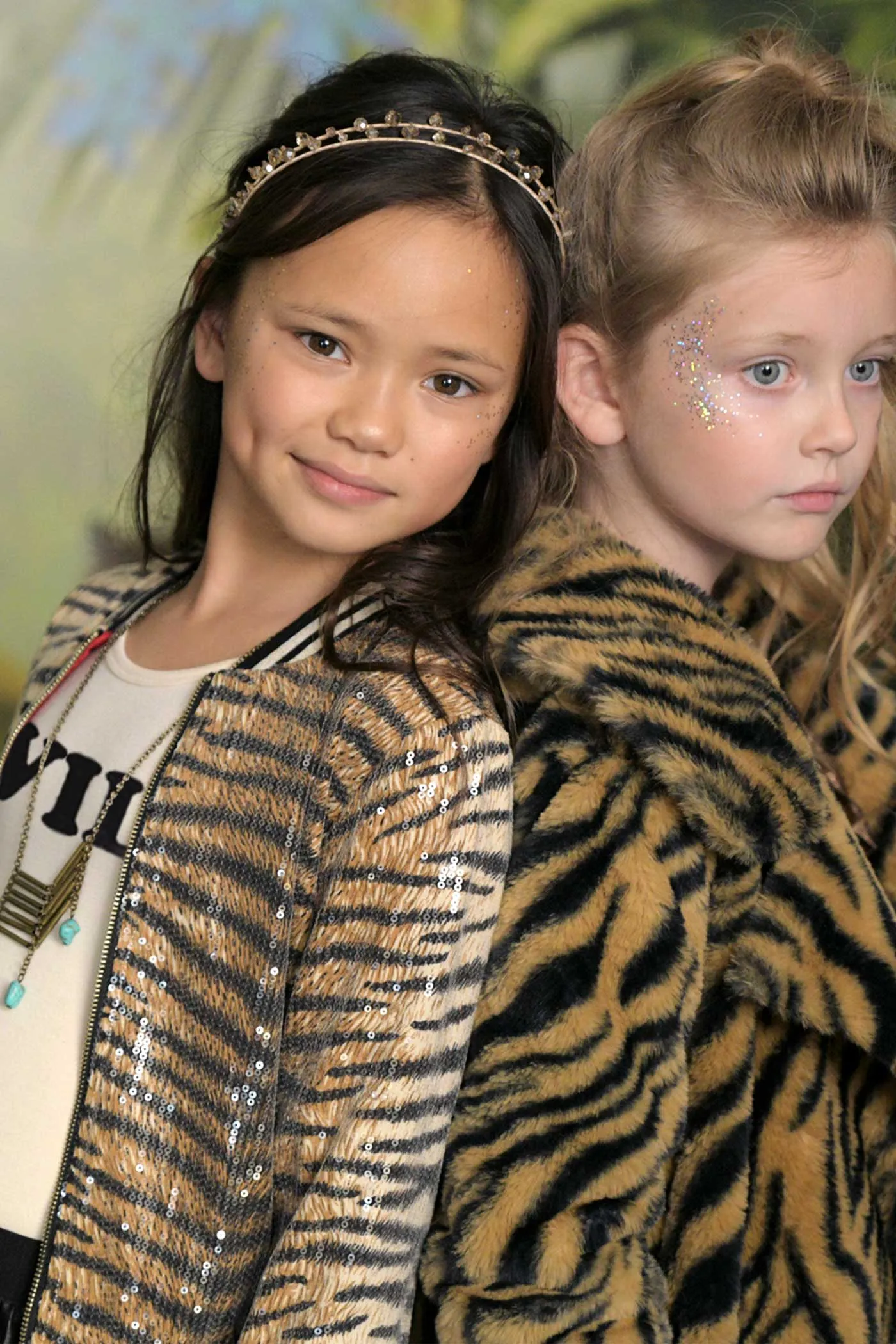 Girls Animal Print Sequin Bomber Jacket