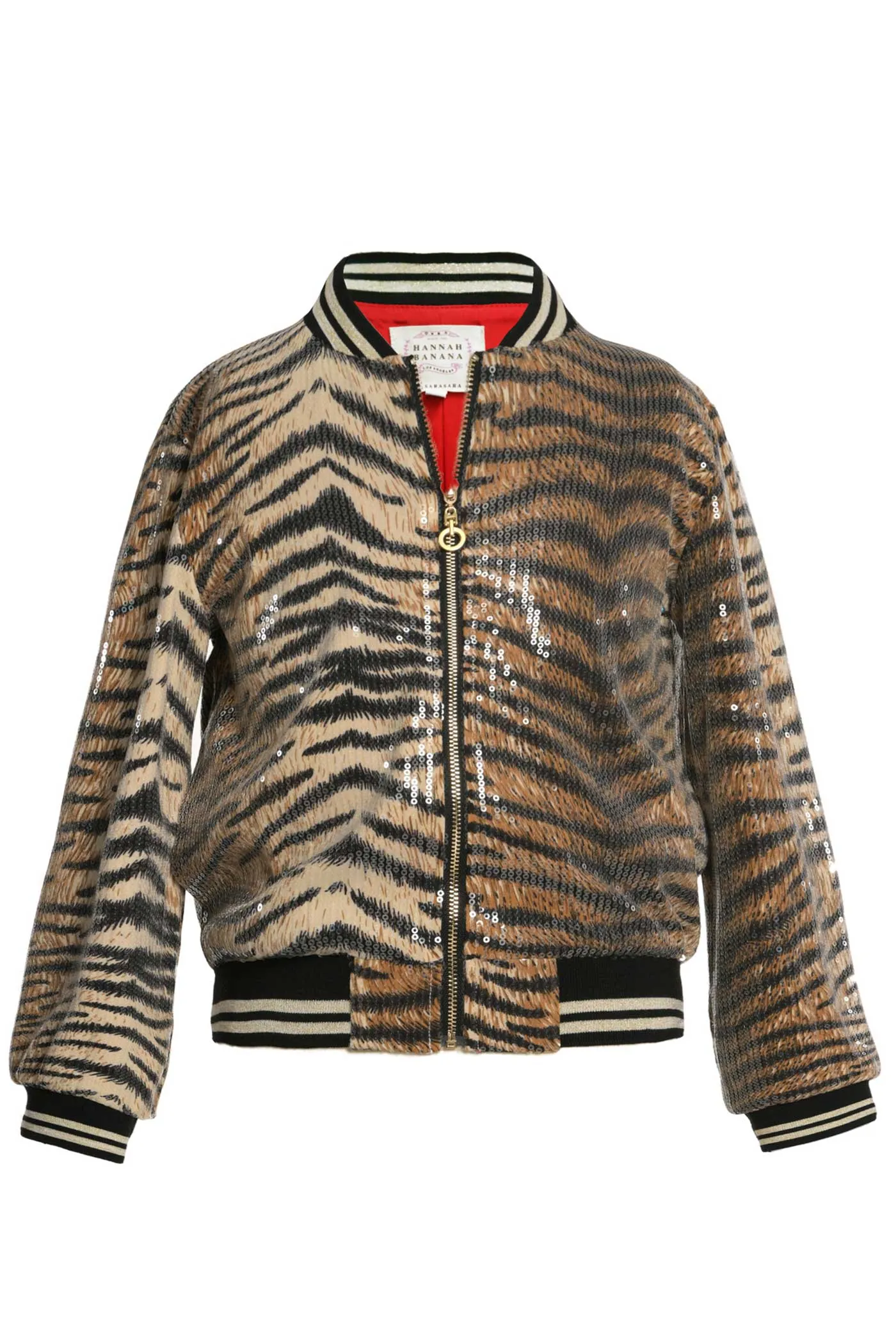 Girls Animal Print Sequin Bomber Jacket