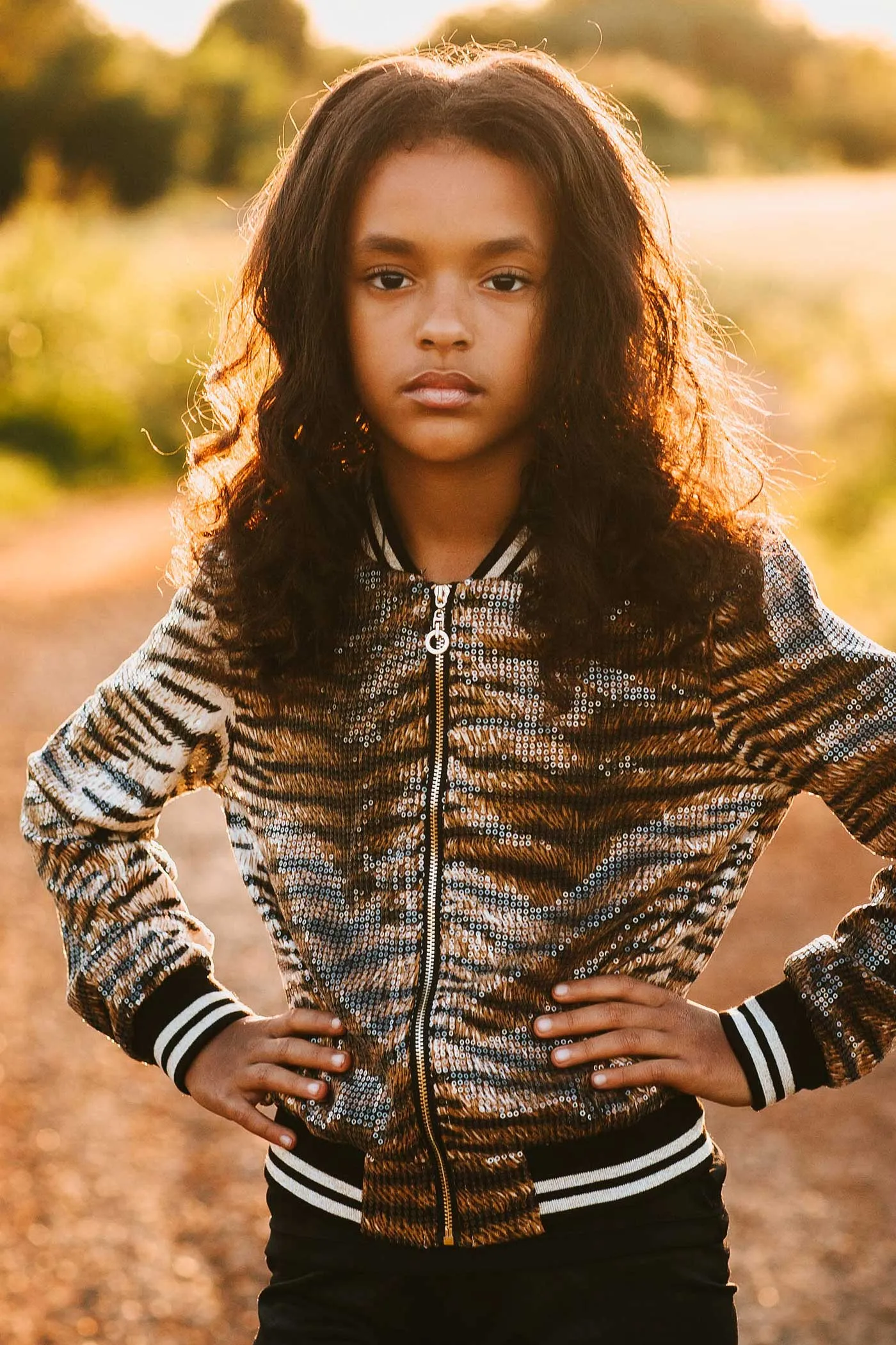 Girls Animal Print Sequin Bomber Jacket