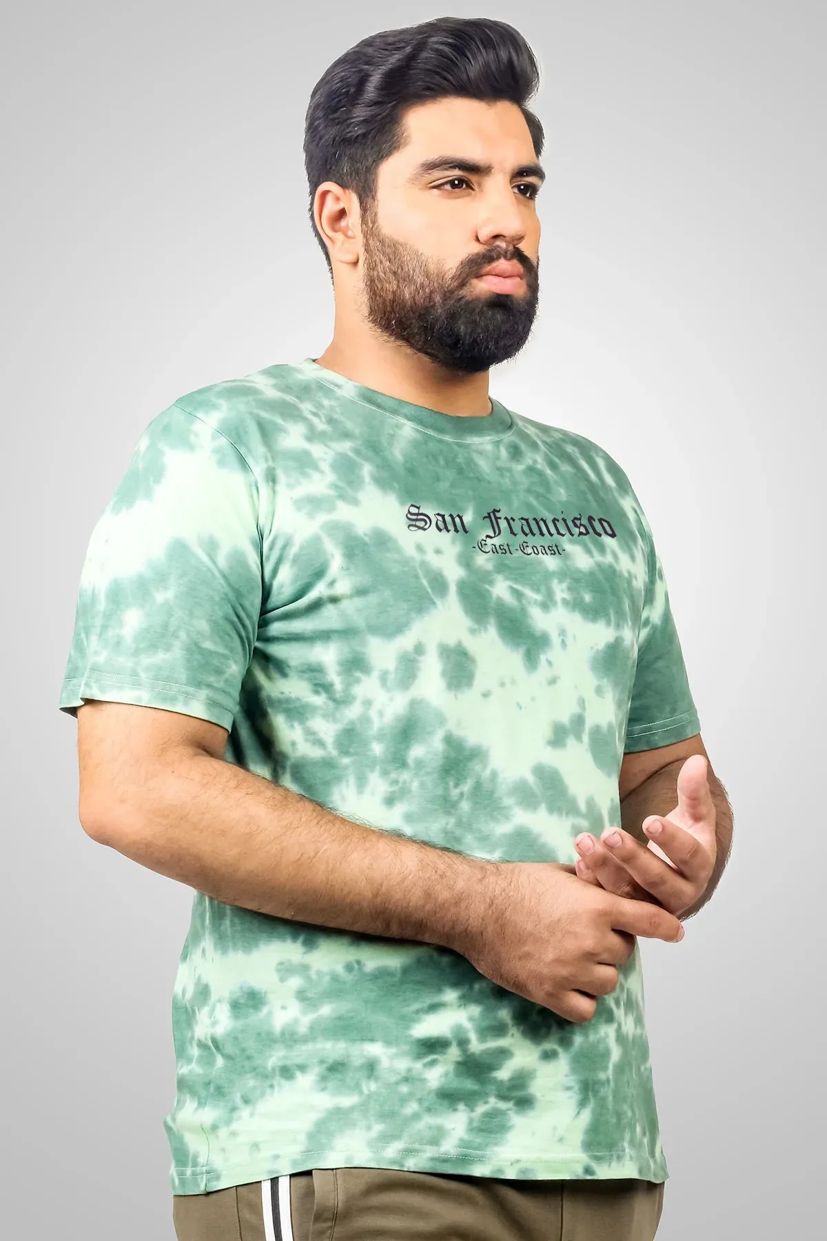 Green Tie Dye Graphic T-shirt (Plus Size) - S24 - MT0358P