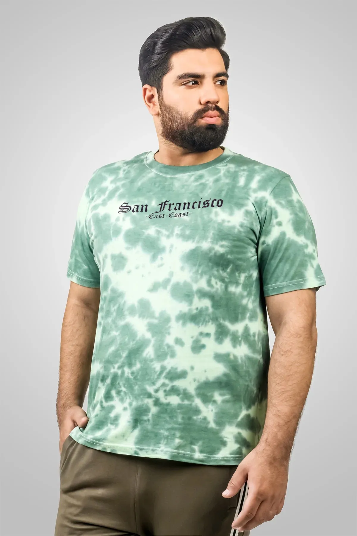 Green Tie Dye Graphic T-shirt (Plus Size) - S24 - MT0358P