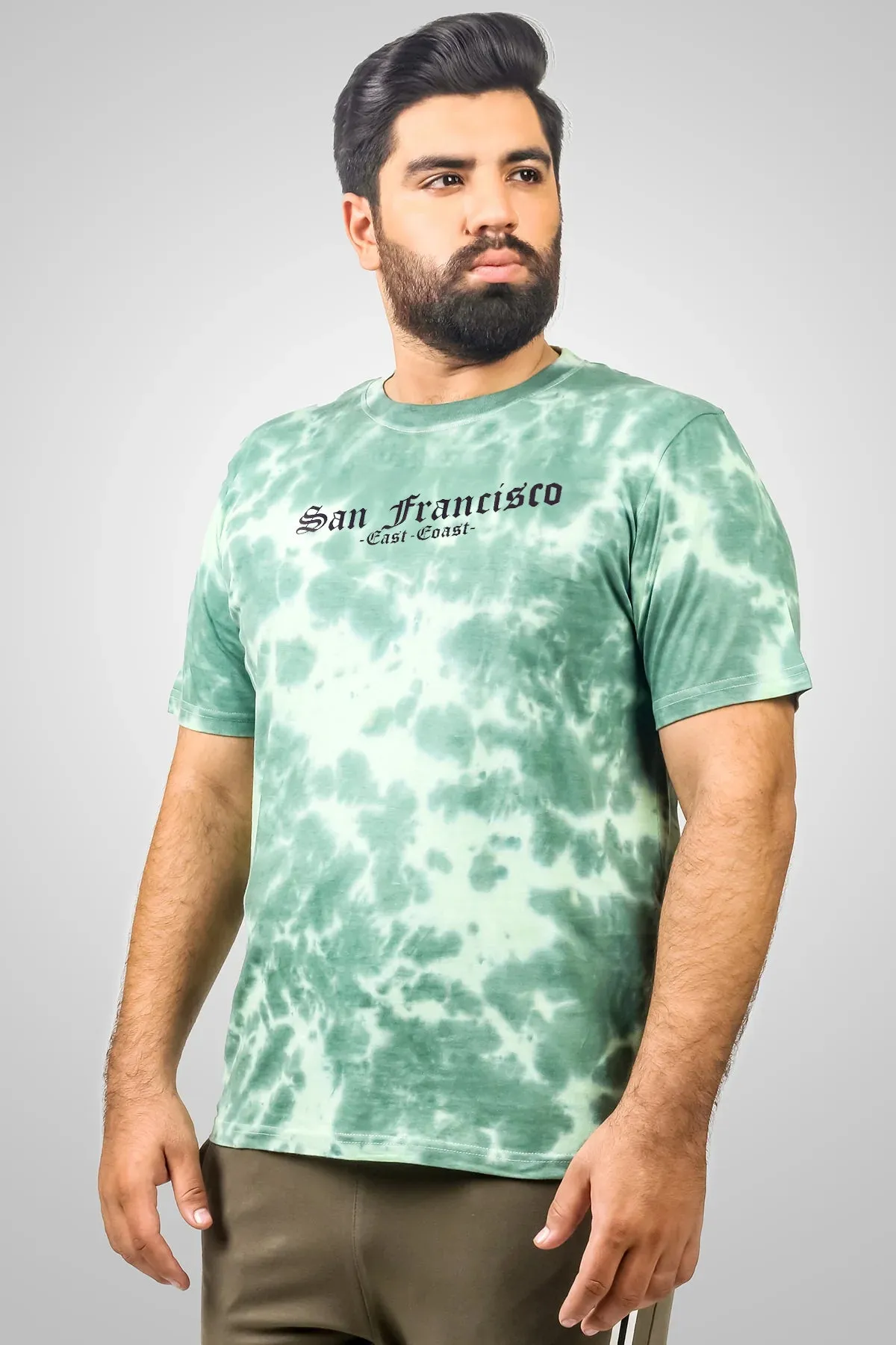 Green Tie Dye Graphic T-shirt (Plus Size) - S24 - MT0358P