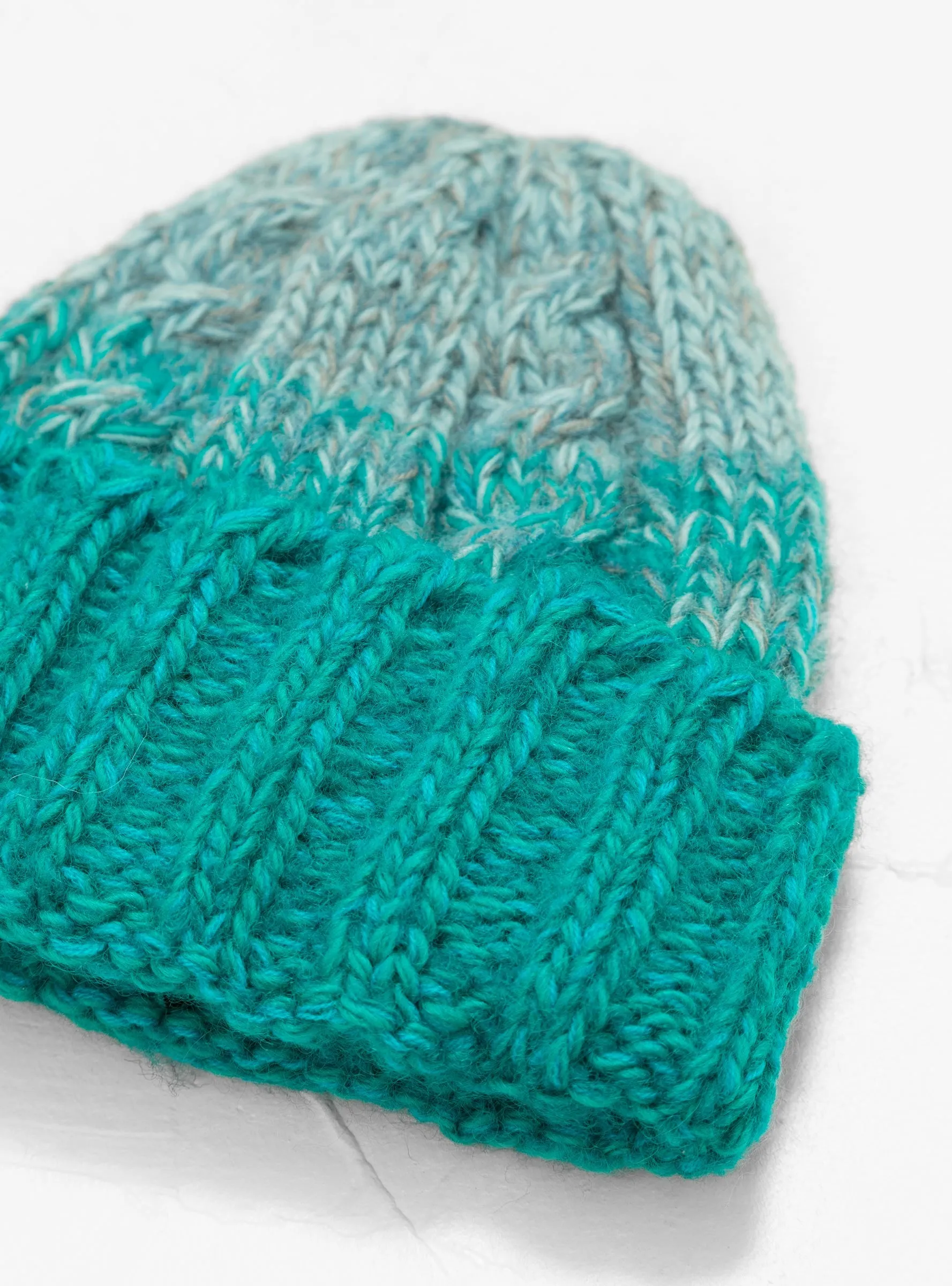 Hand Knit Fisherman Beanie Turquoise