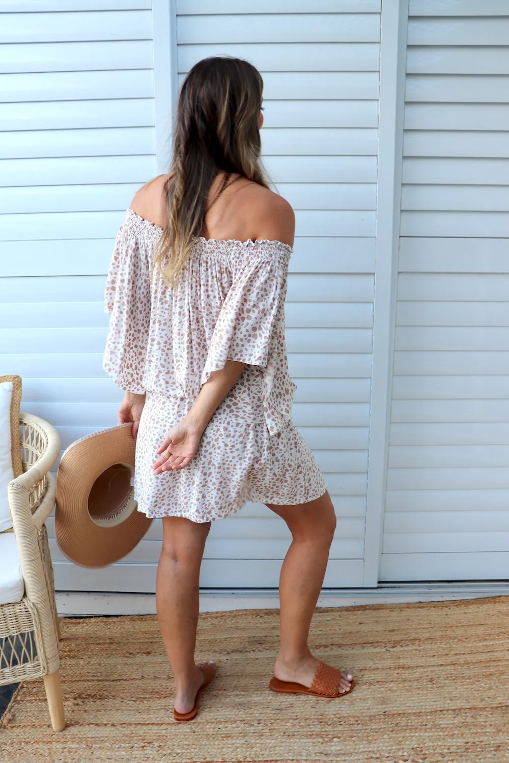 Holiday Dreaming Short Beach Dress/Top In Pebbles Taupe