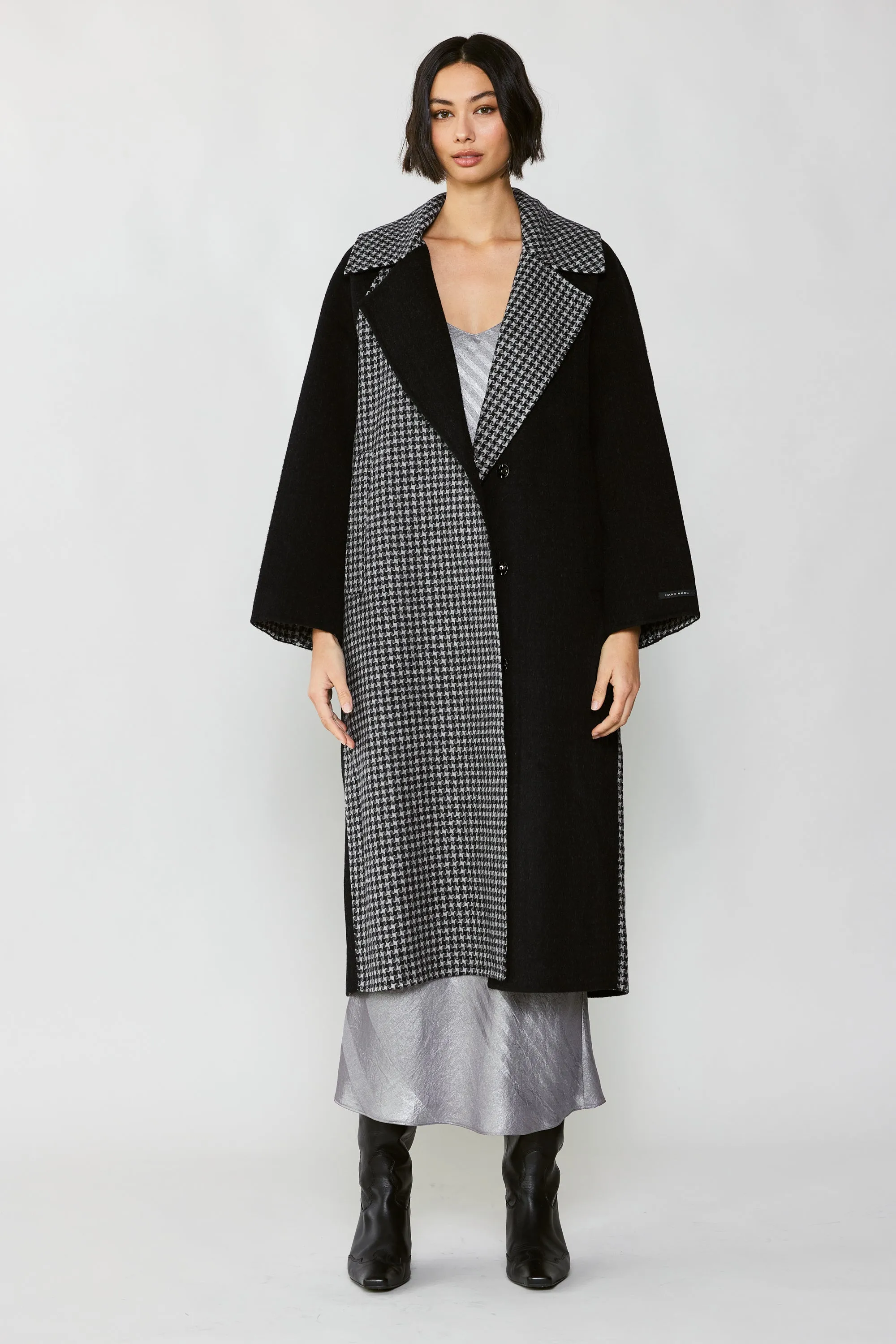 Houndstooth Oversized Wool Coat