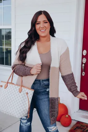 Janelle Color Block Cardigan - Taupe