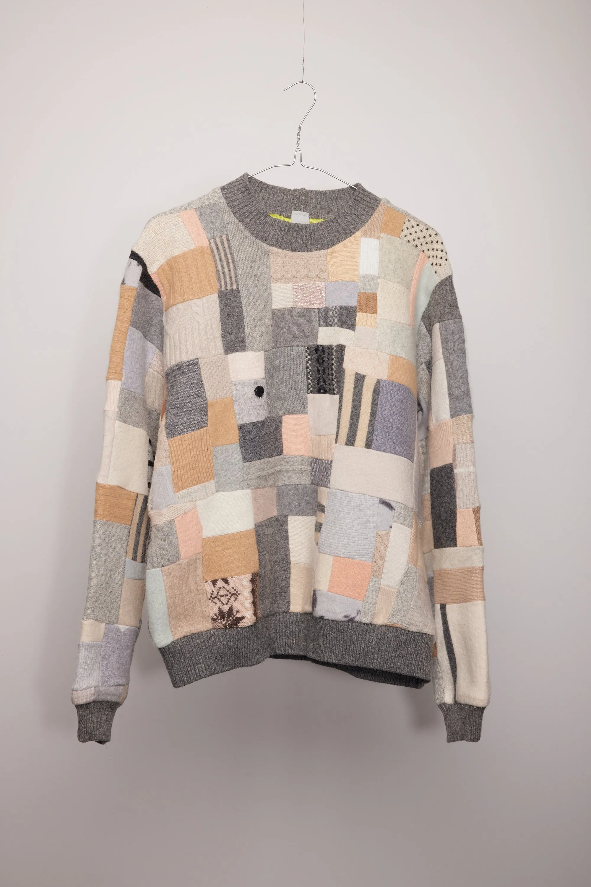 Jumper - grey and camel patchwork