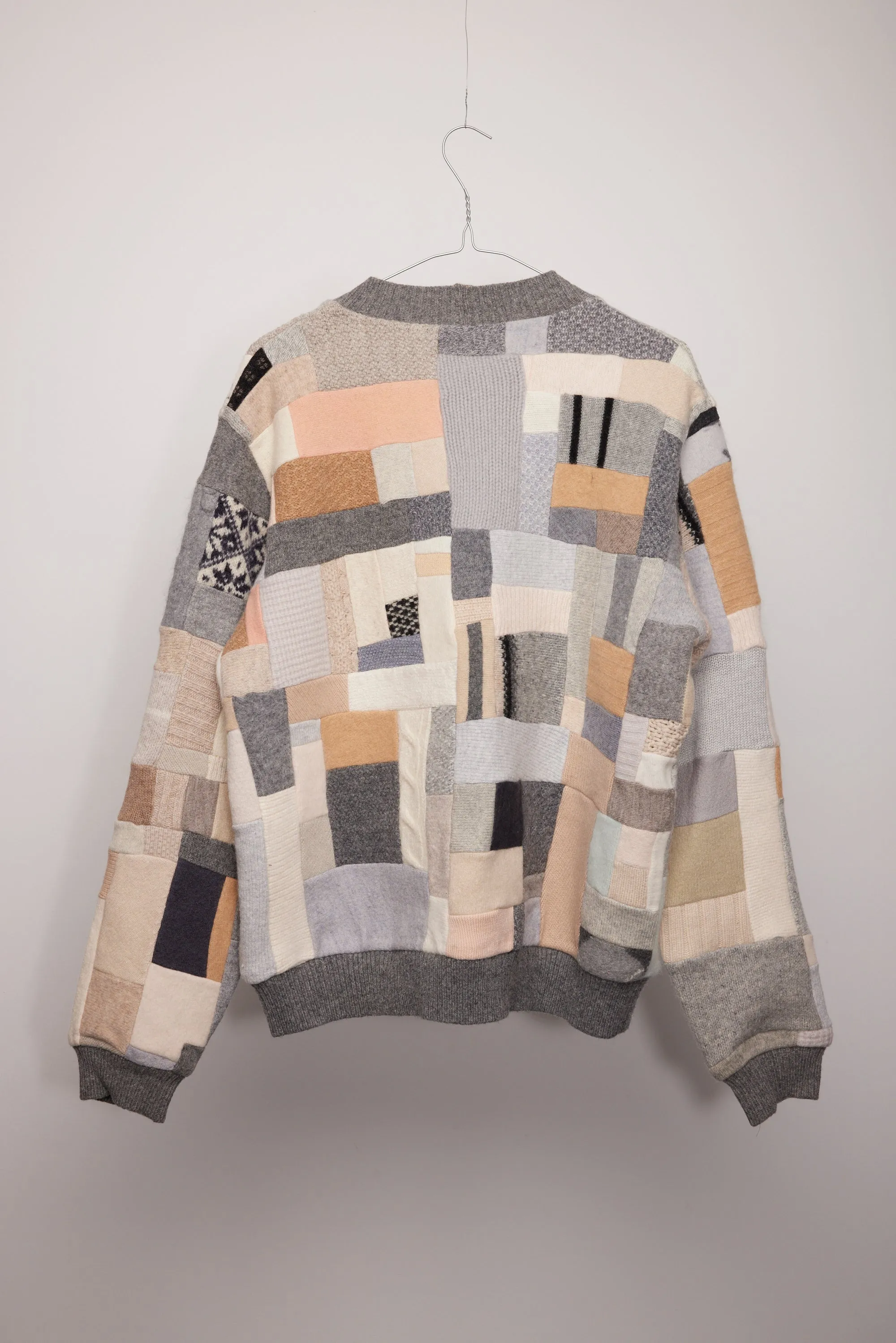 Jumper - grey and camel patchwork