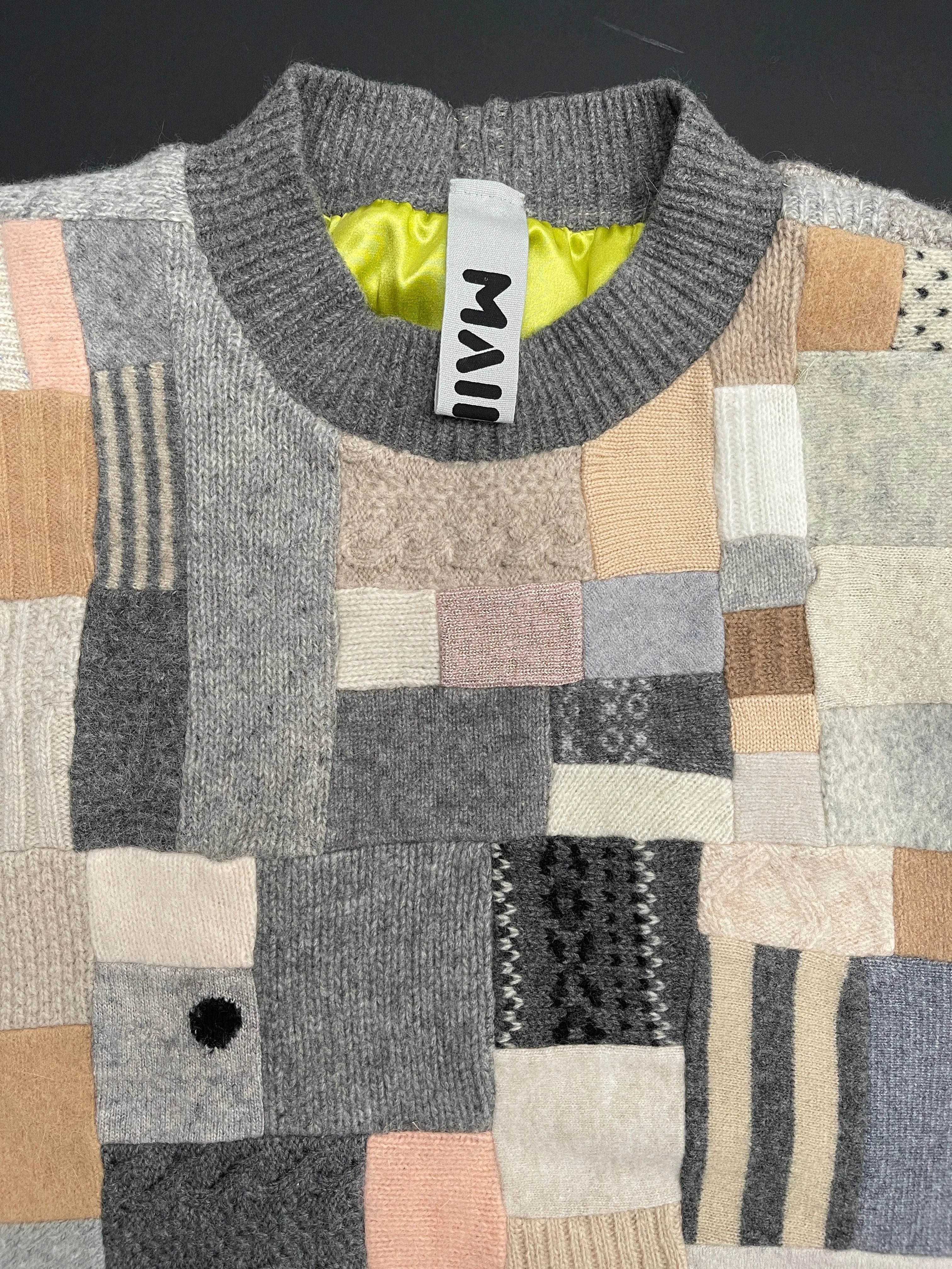 Jumper - grey and camel patchwork