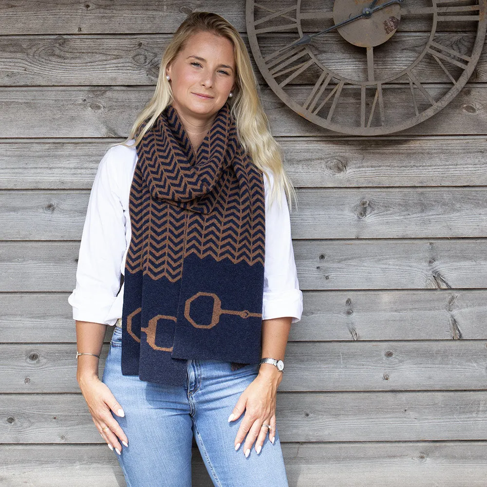 Lambswool Snaffle Bit Scarf - Navy