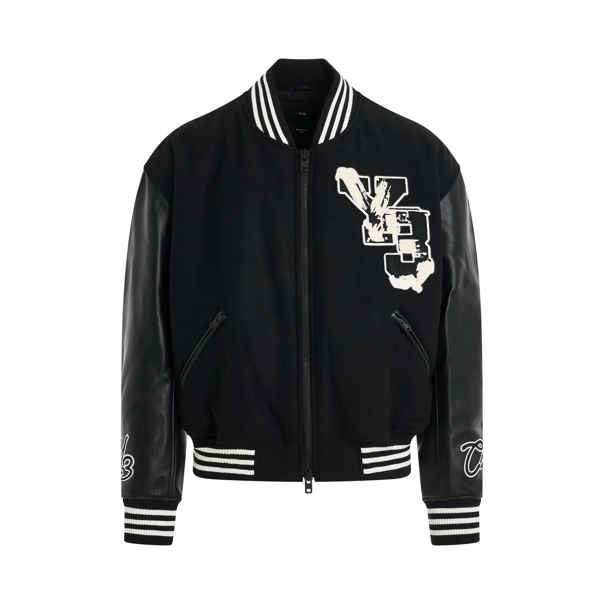 Letterman Jacket in Black/White