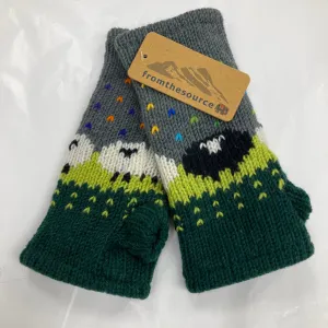 Lime Sheep Wrist Warmers (100% Hand Knitted Wool)