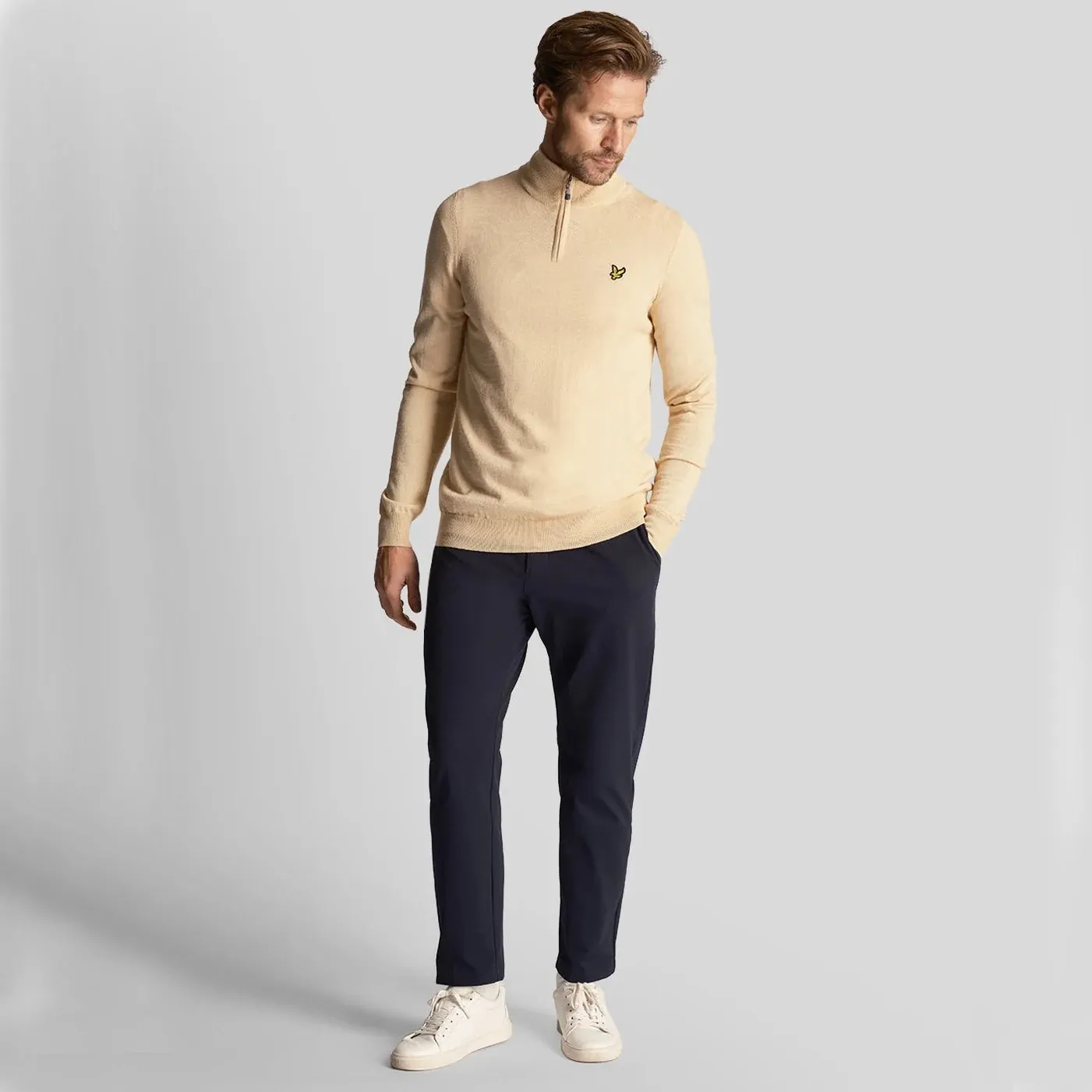 Lyle & Scott Golf Core 1/4 Zip Merino Mix - Sand Dune