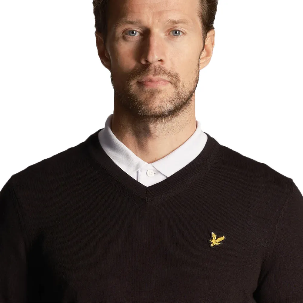 Lyle & Scott Golf Merino Blend V Neck Pullover - Jet Black