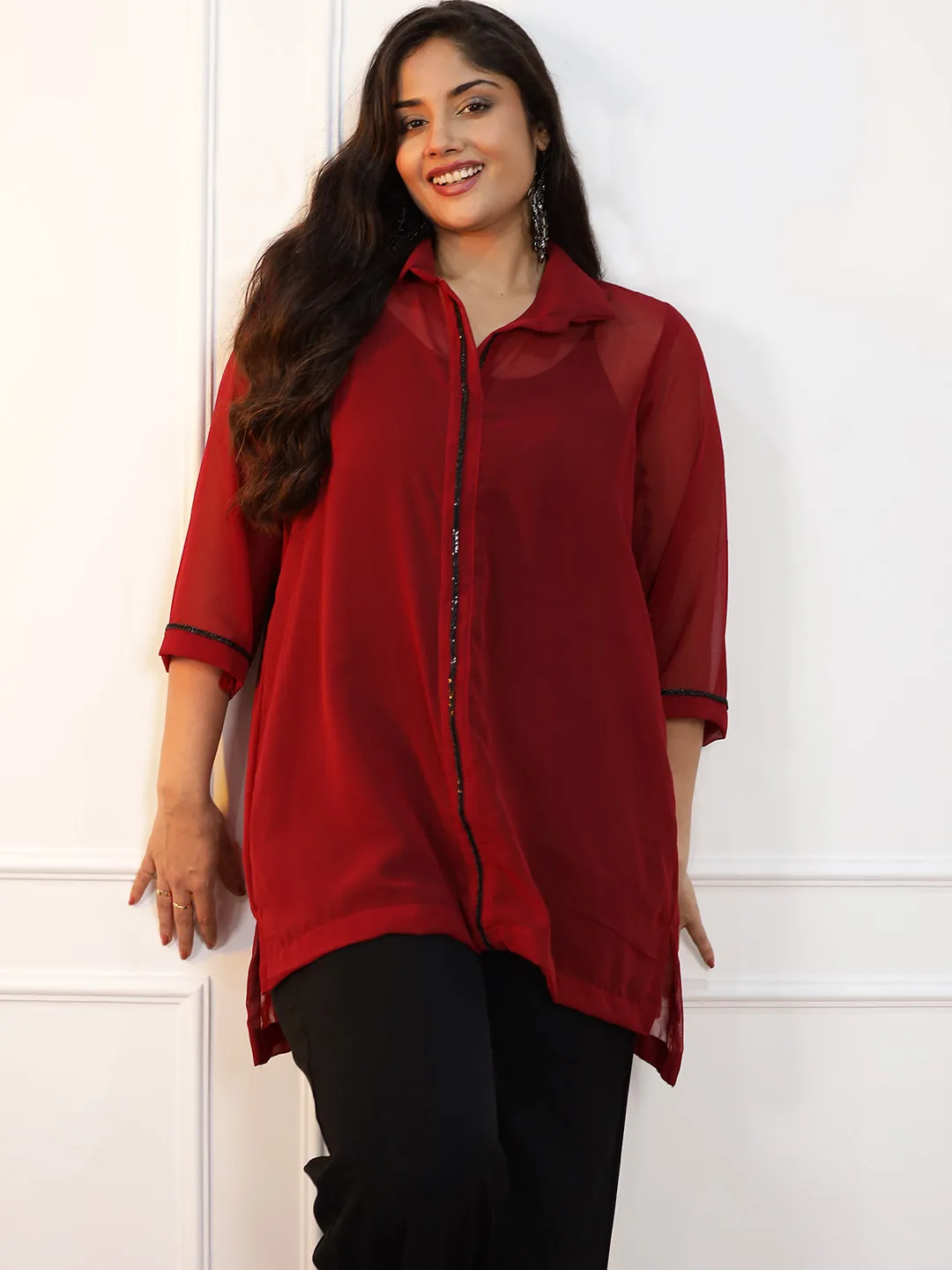 Maroon Georgette ShirtTop