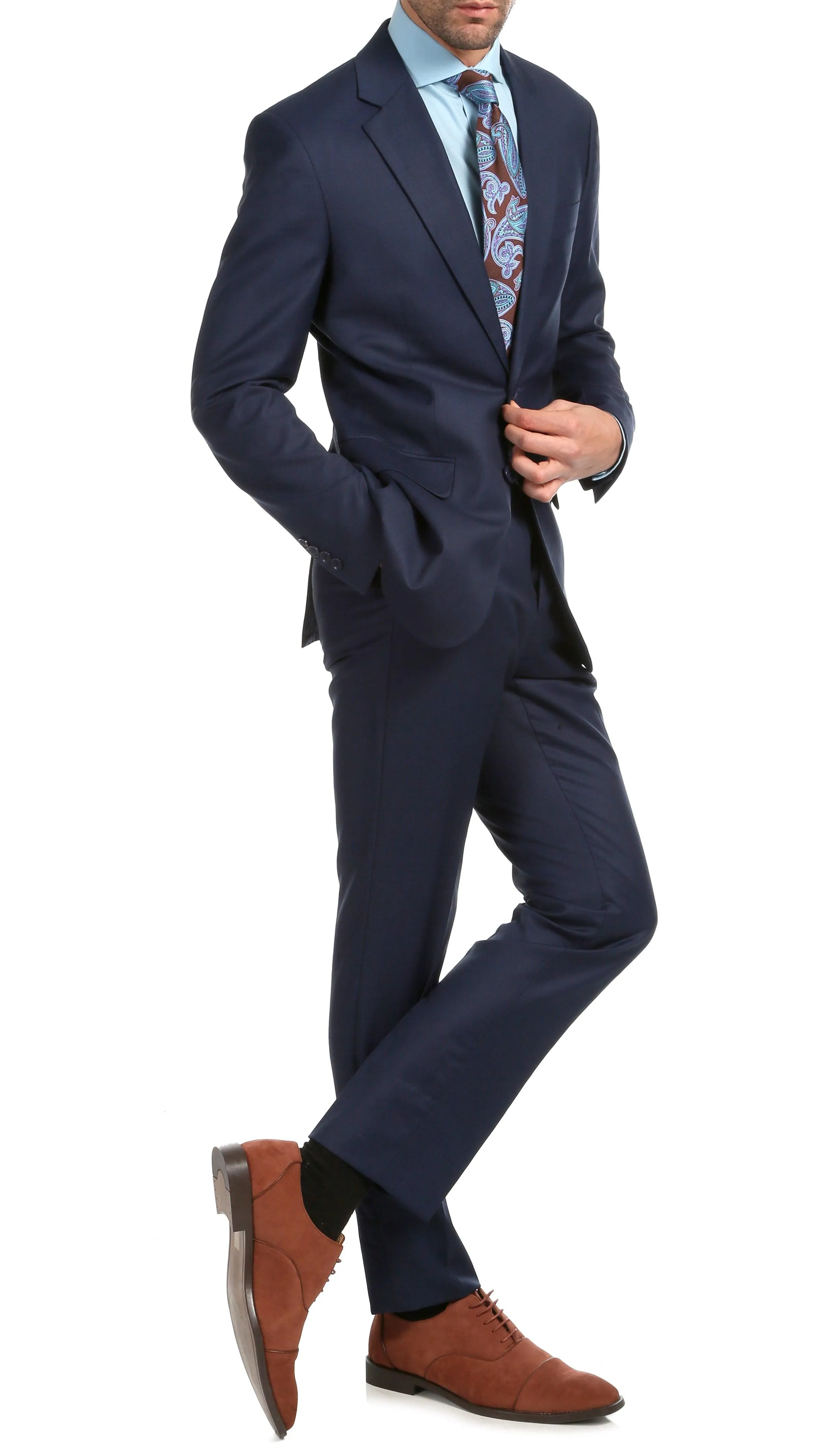 Mason Navy Men's Premium 2pc Premium Wool Slim Fit Suit